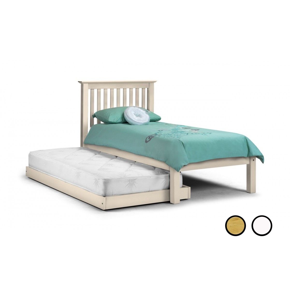 Barcelona Pine or White Hideaway Single Guest Bed - Stone White