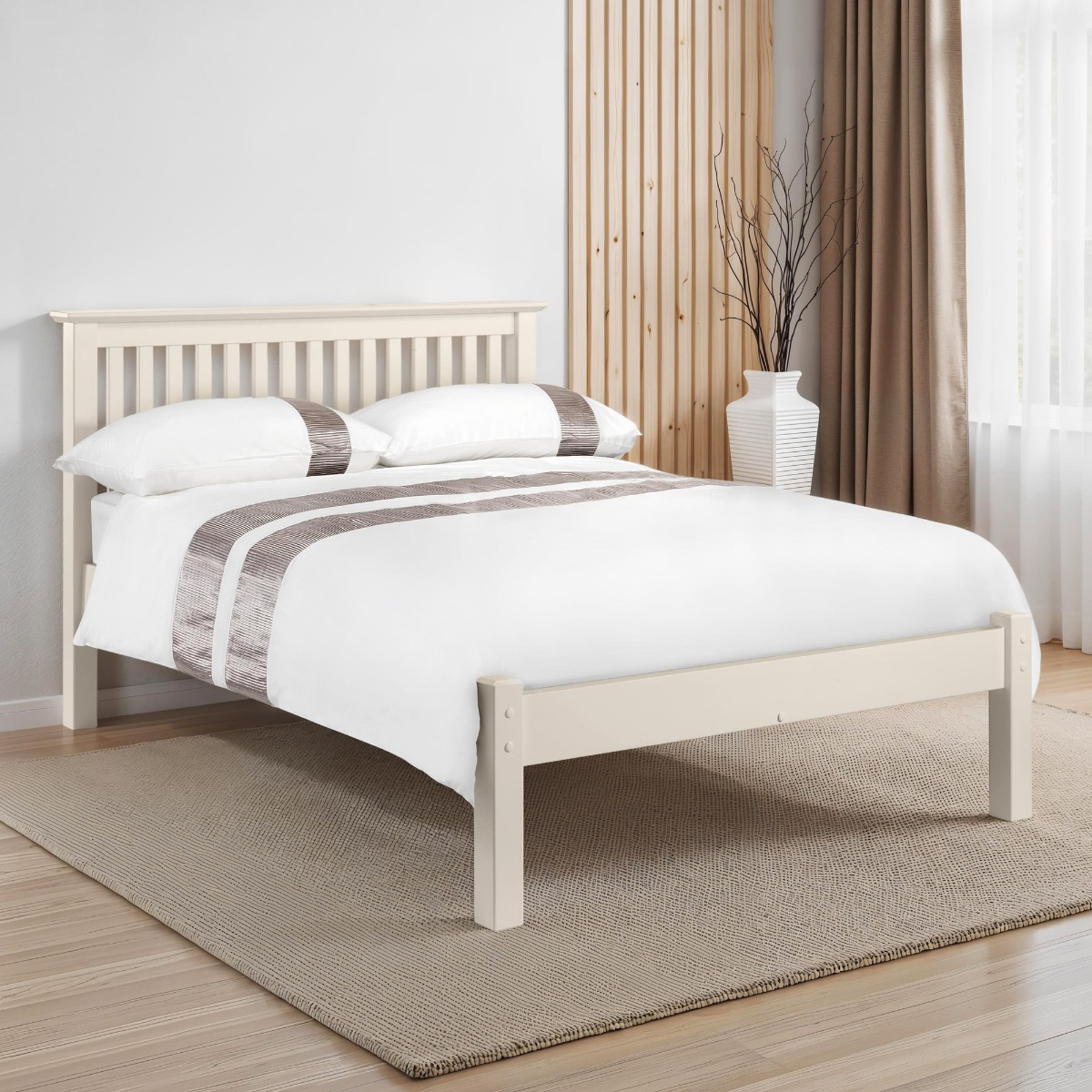 Barcelona White or Pine LFE Bed Frame-Kingsize 5ft - Stone White