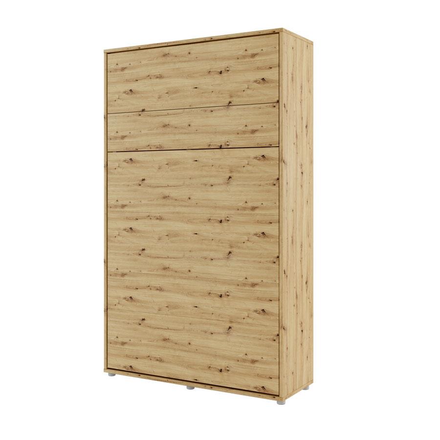 ArtNest Vertical Wall Bed 120cm with Shelf - Oak Artisan