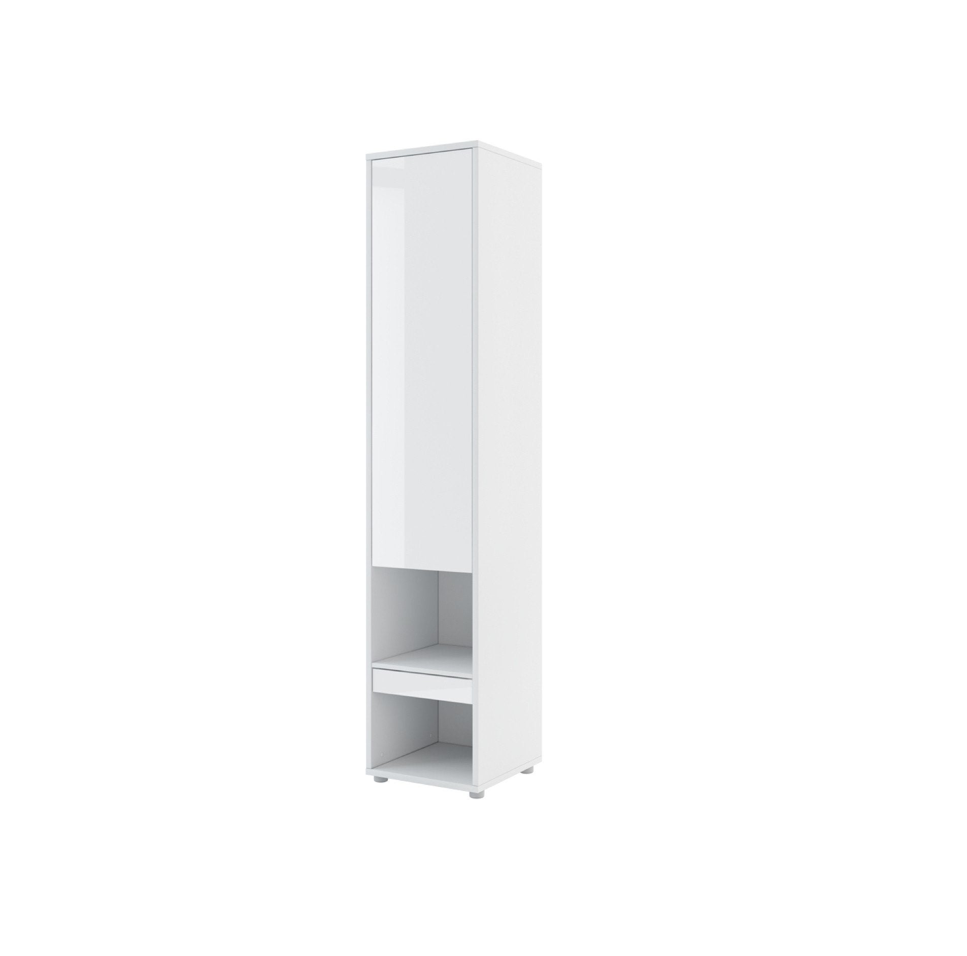 BC-07 Vertical Wall Bed Concept Tall Storage Cabinet - Oak Artisan - White Gloss
