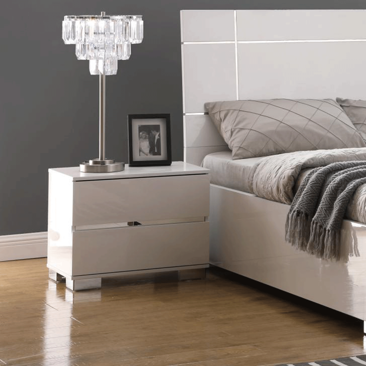 Bedside Table - ZINCK Nightstand White 40cm