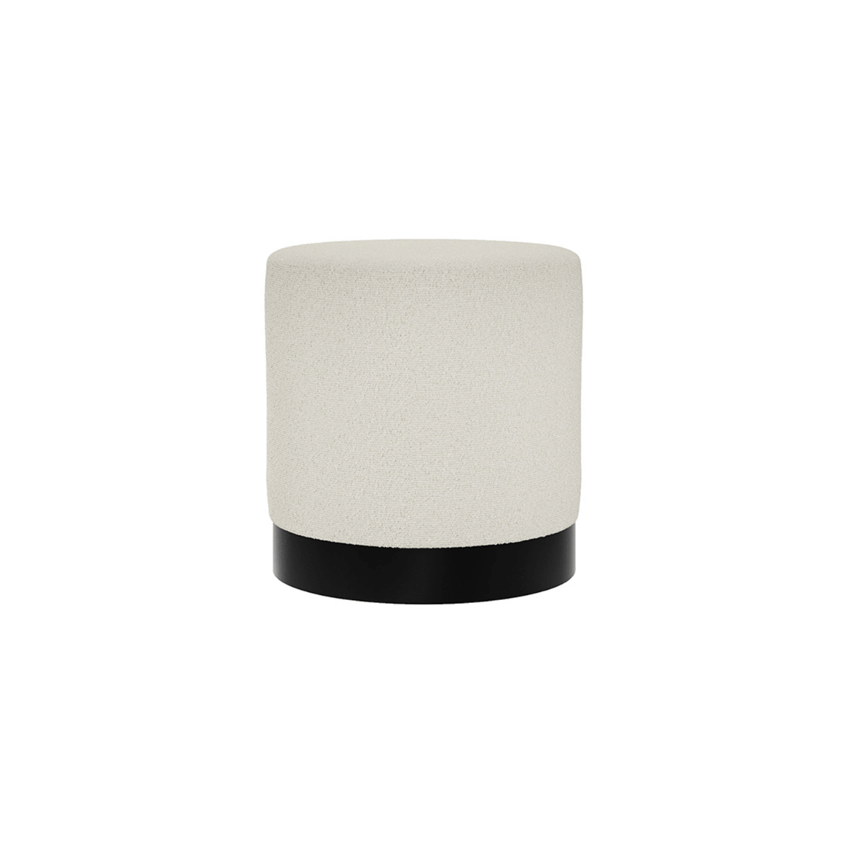 Harlow Small Pouffe with Matte Black Base - Ivory Boucle