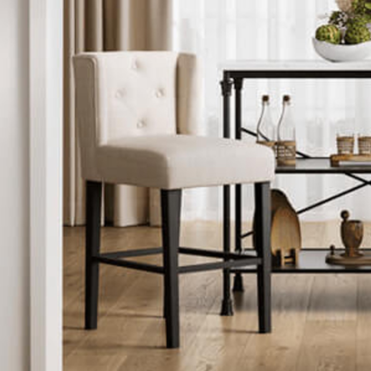 SHEA Linen Bar Stool - Stone