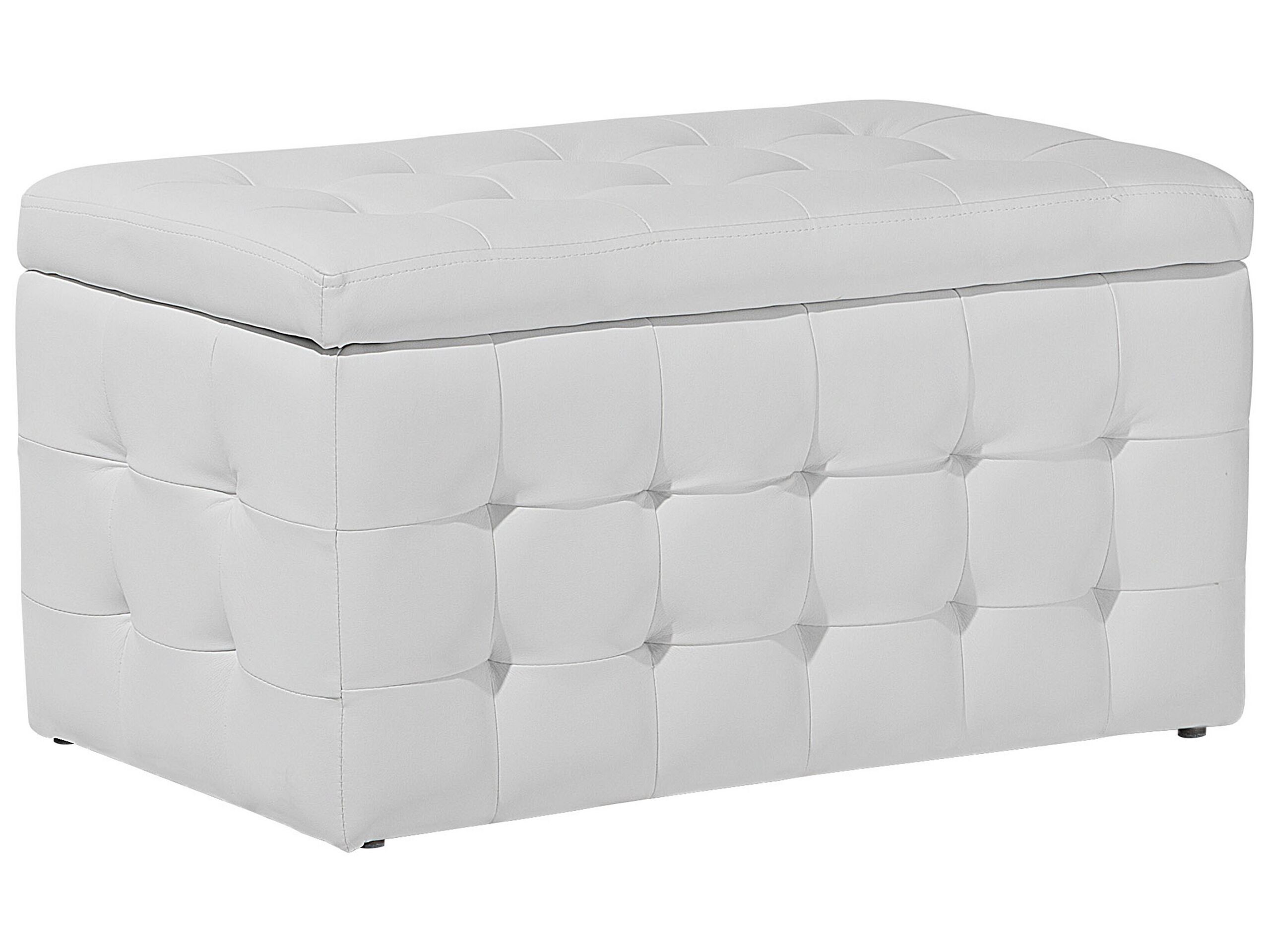 Faux Leather Storage Ottoman White MICHIGAN