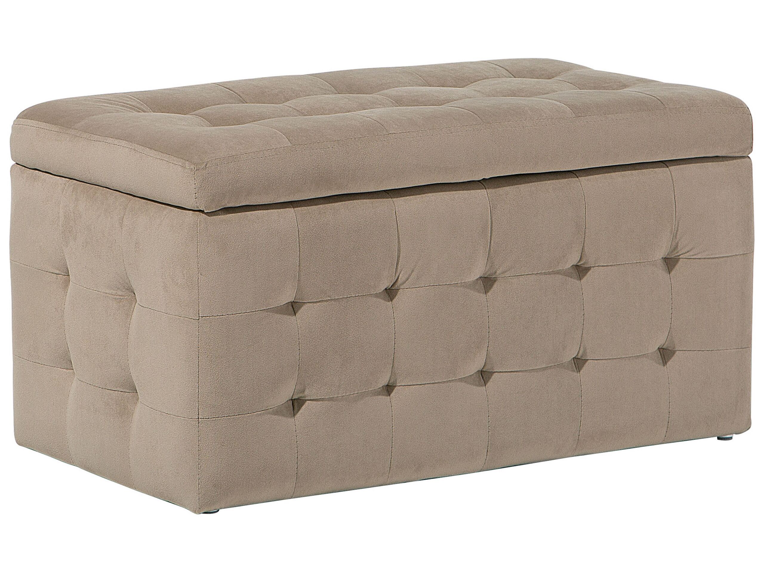 Velvet Storage Ottoman Light Brown MICHIGAN