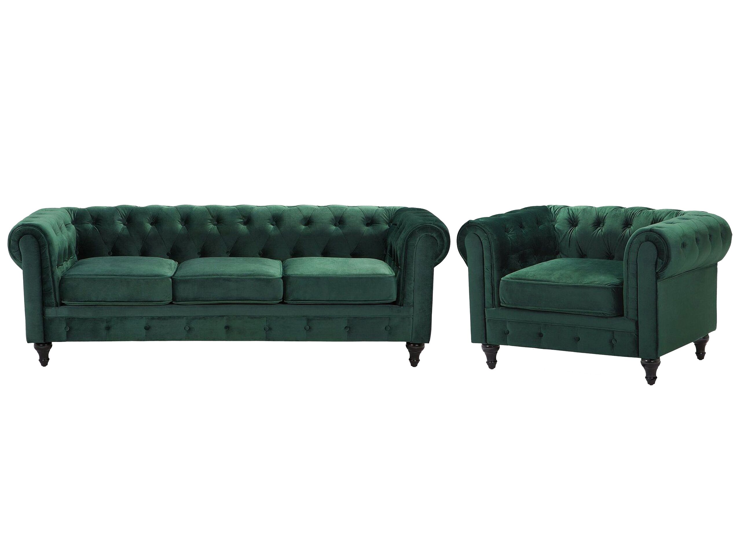 GLENFORD Velvet Sofa Set - Green