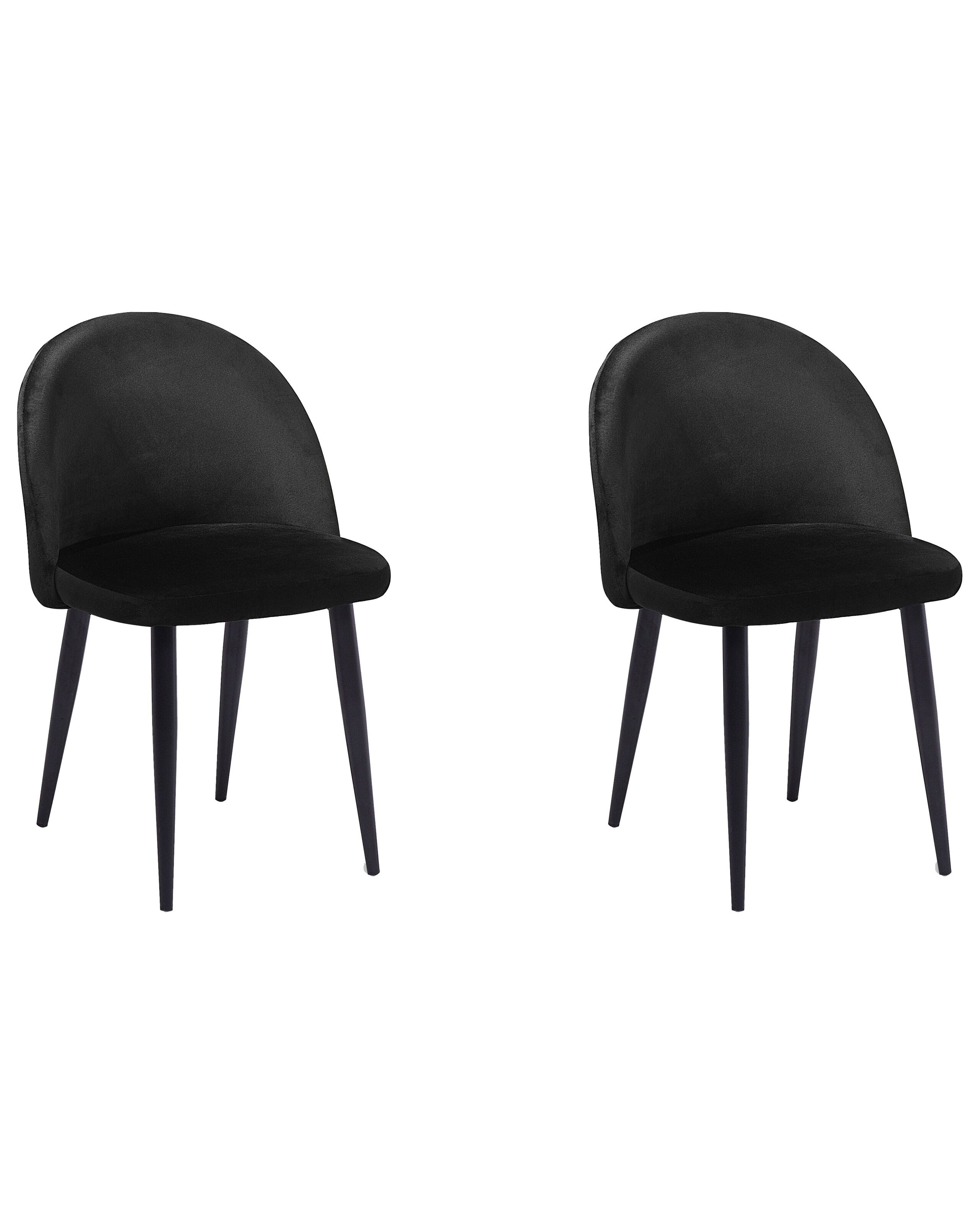 Set of 2 Velvet Dining Chairs Black VISALIA