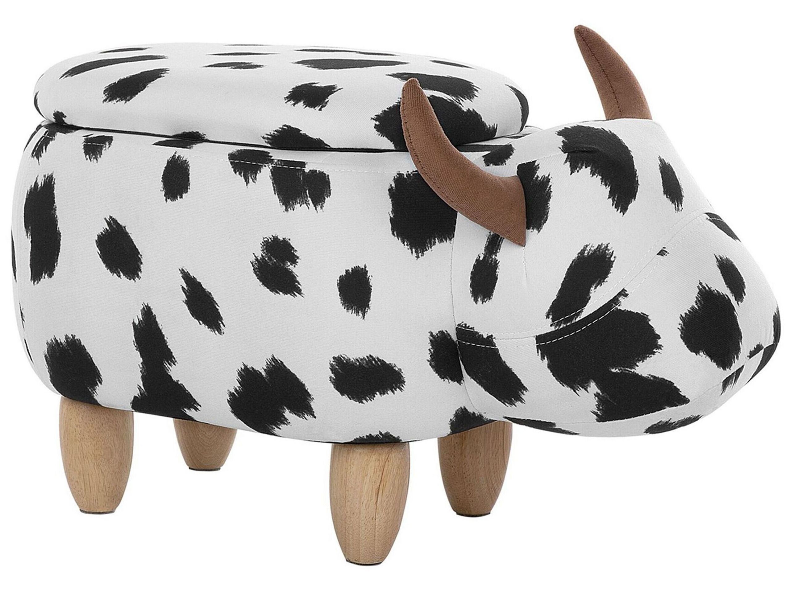 Fabric Storage Animal Stool Black and White COW