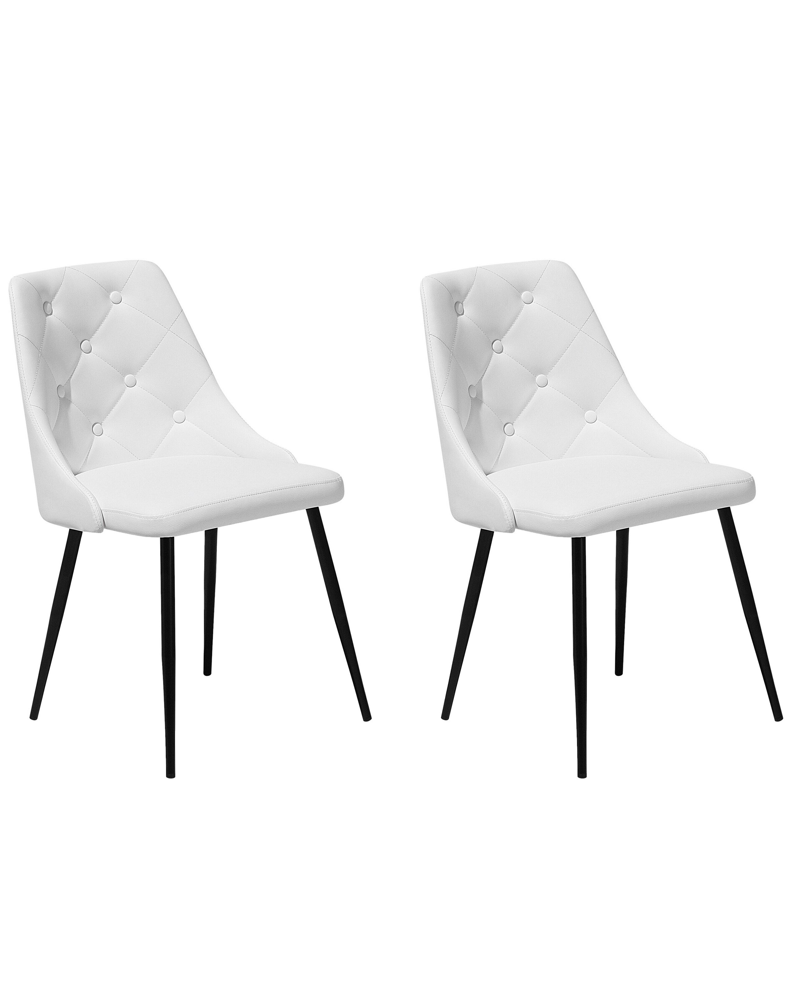 Set of 2 Dining Chairs Faux Leather White VALERIE