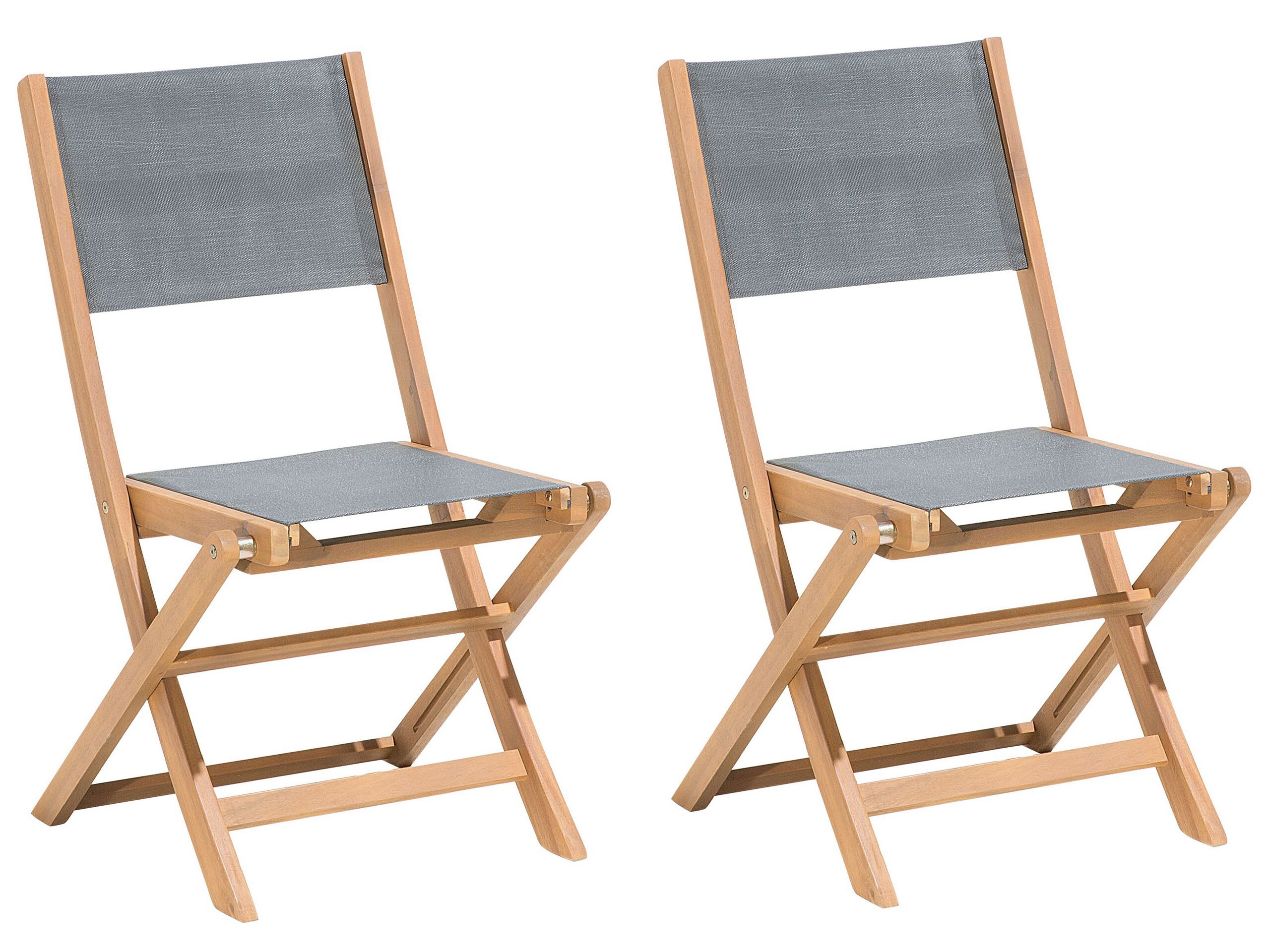 Set of 2 Acacia Garden Folding Chairs Light Wood CESANA