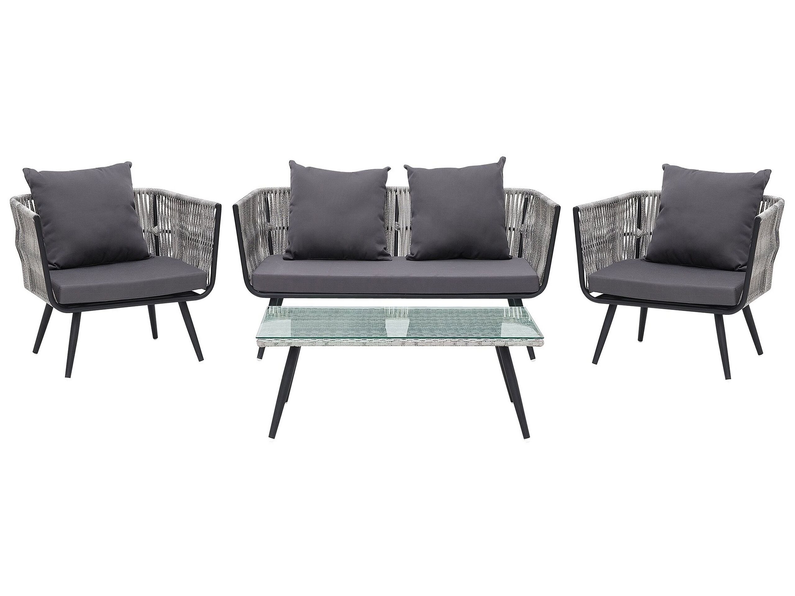 4 Seater PE Rattan Garden Sofa Set Grey RAGUSA