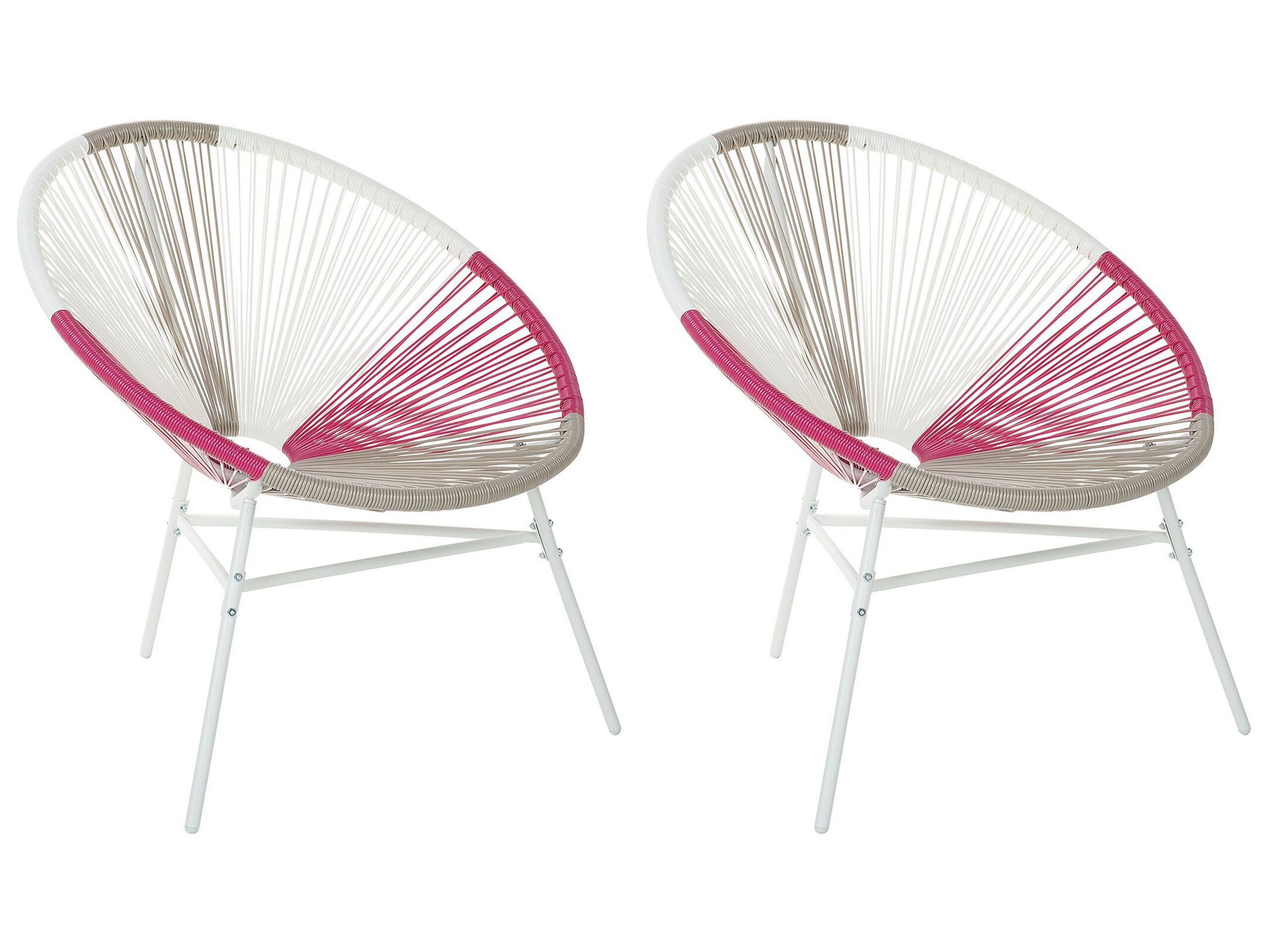 Set of 2 PE Rattan Accent Chairs Multicolour Pink ACAPULCO