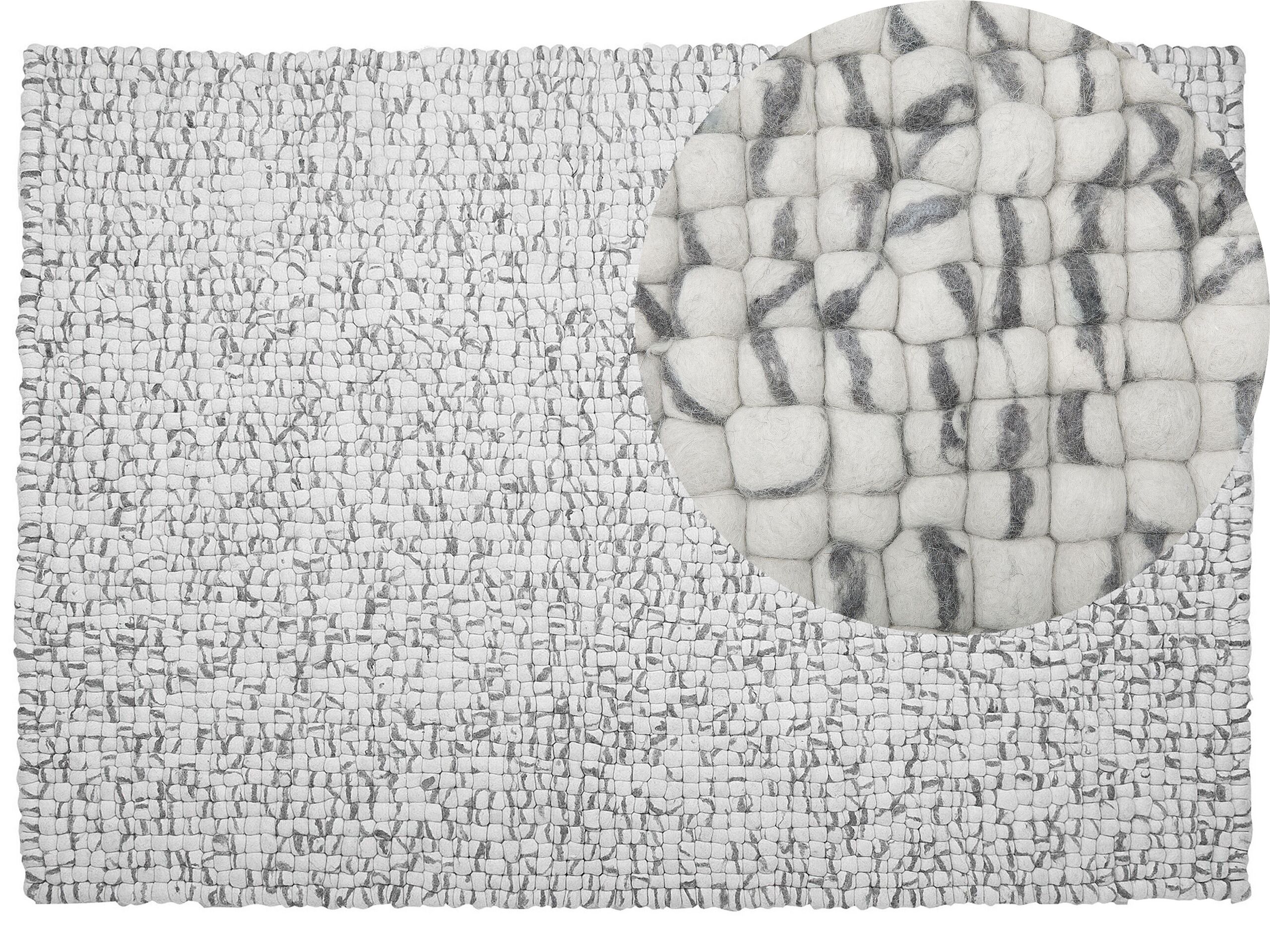 Felt Ball Rug 160x230cm Light Grey
