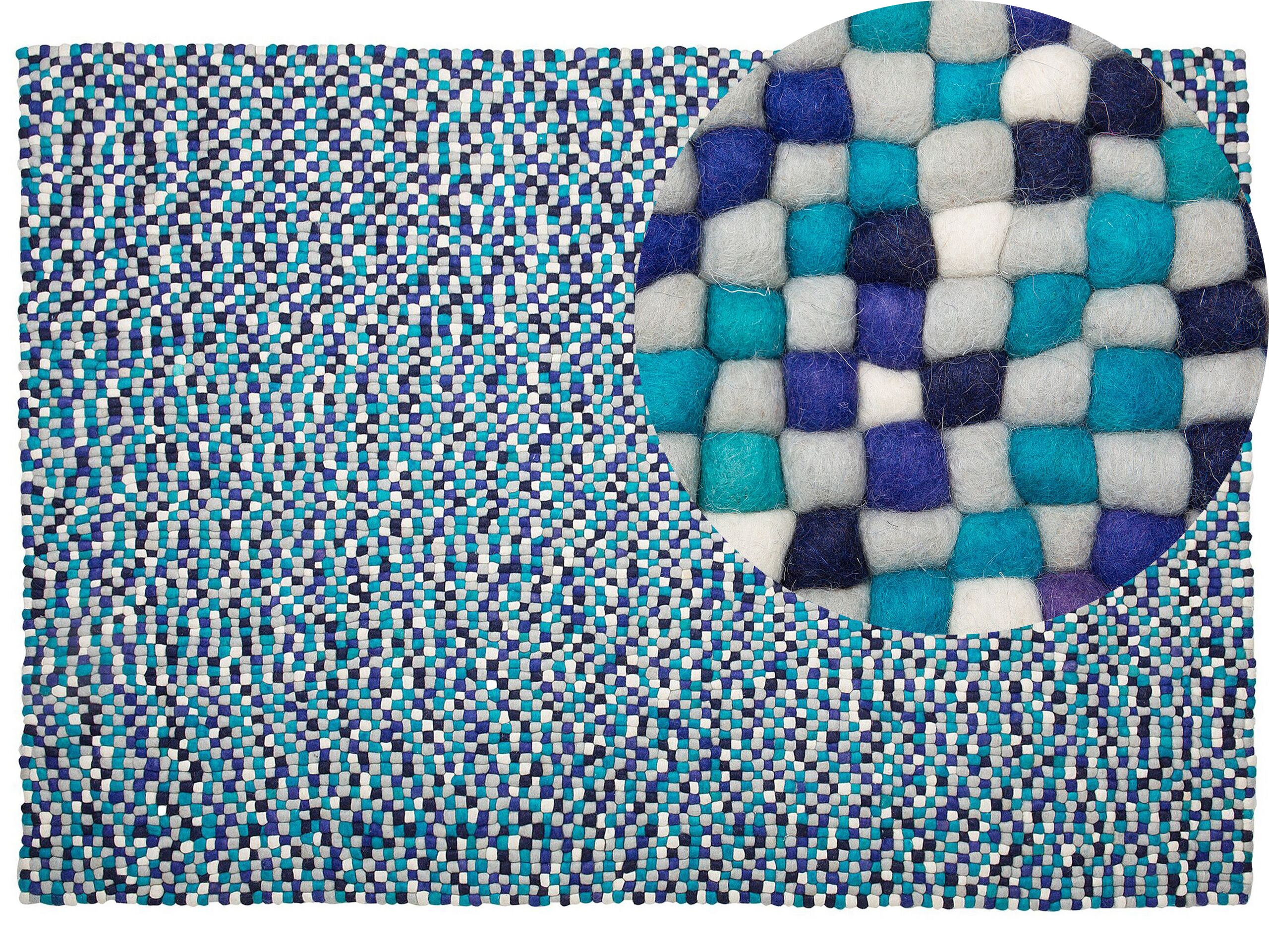 Felt Ball Rug 160x230cm Multicolour Blue