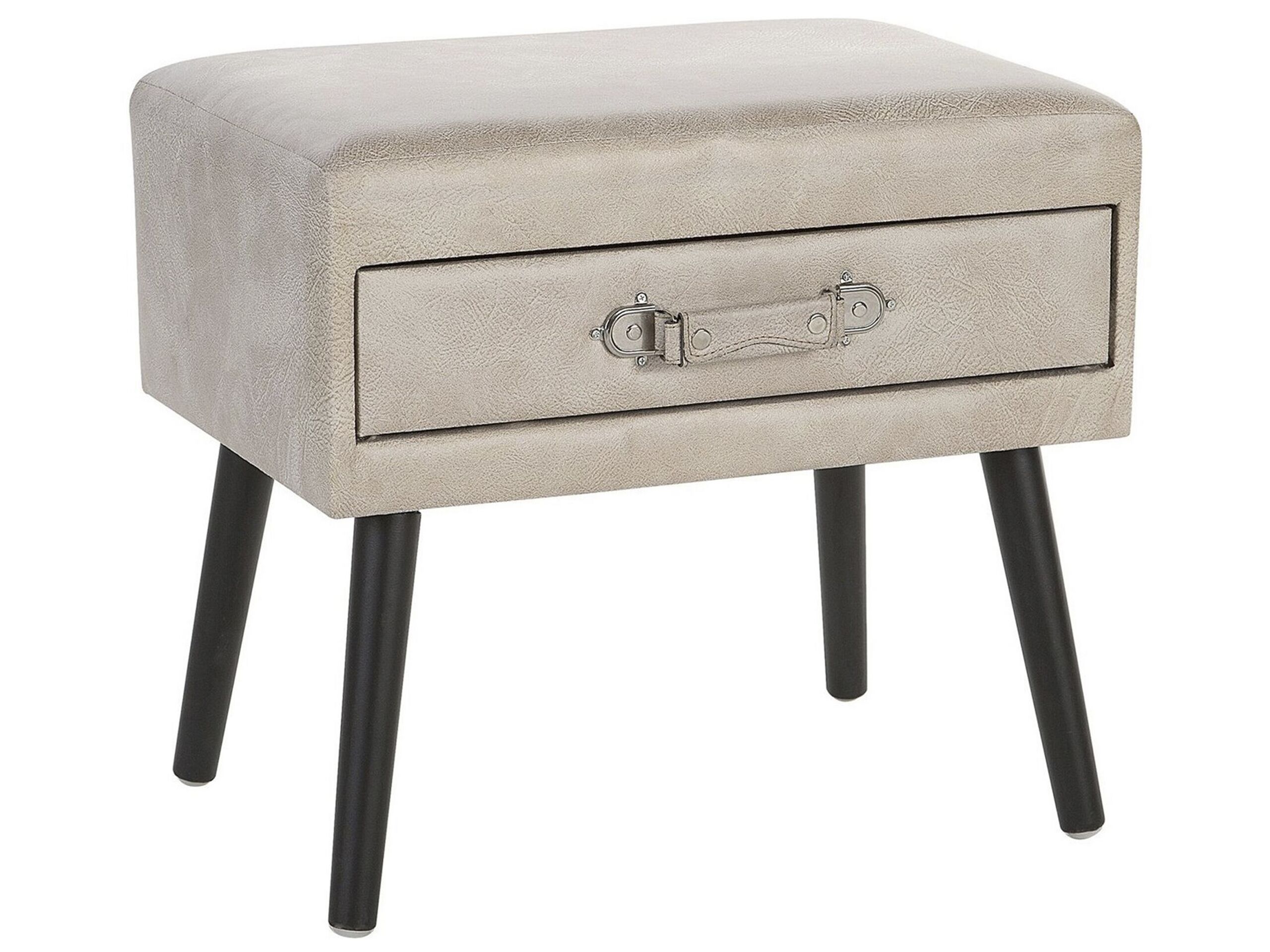 Faux Leather Side Table Beige EUROSTAR