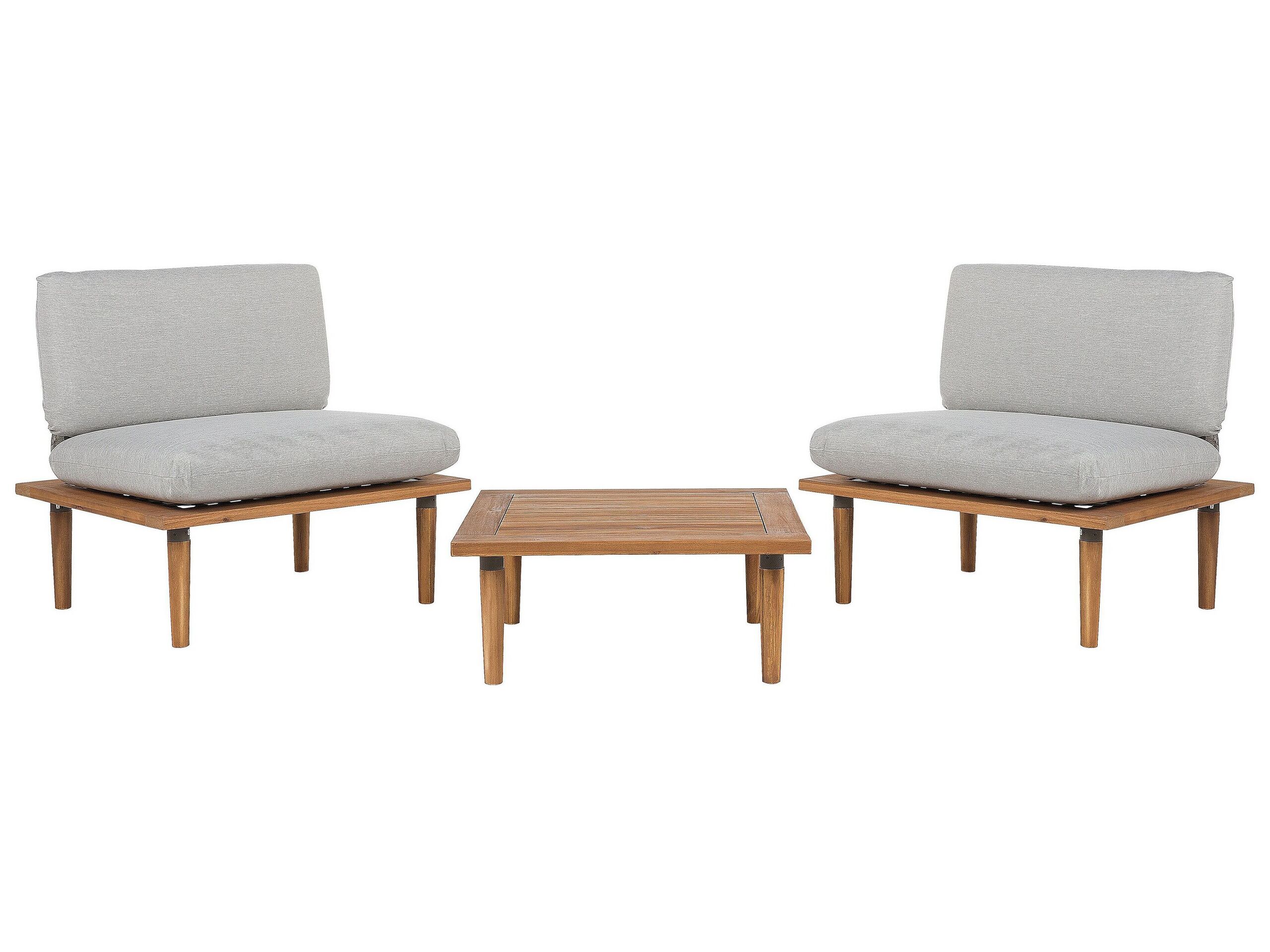 2 Seater Acacia Wood Garden Sofa Set Grey FRASCATI