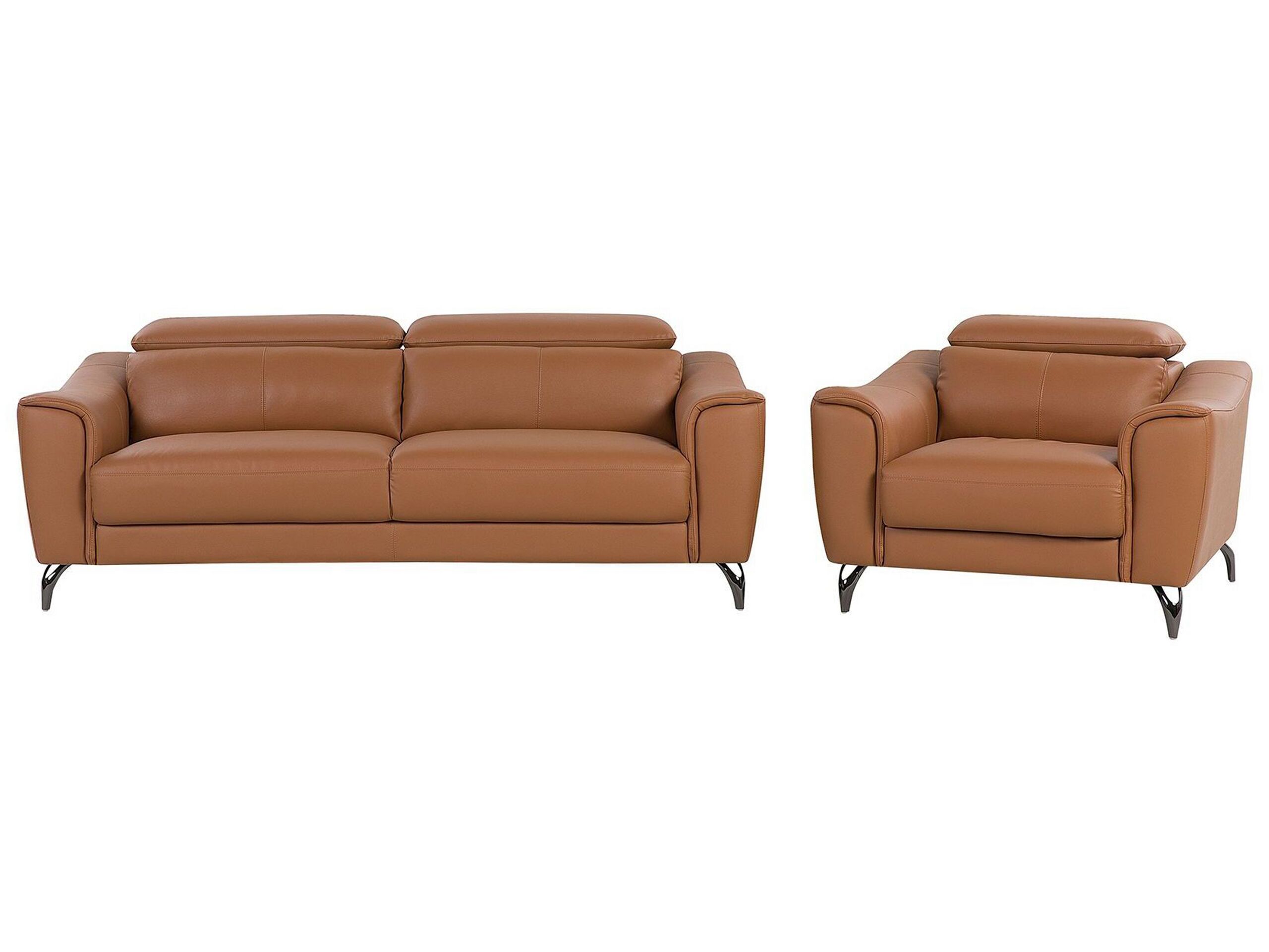 Leather Living Room Set Golden Brown NARWIK