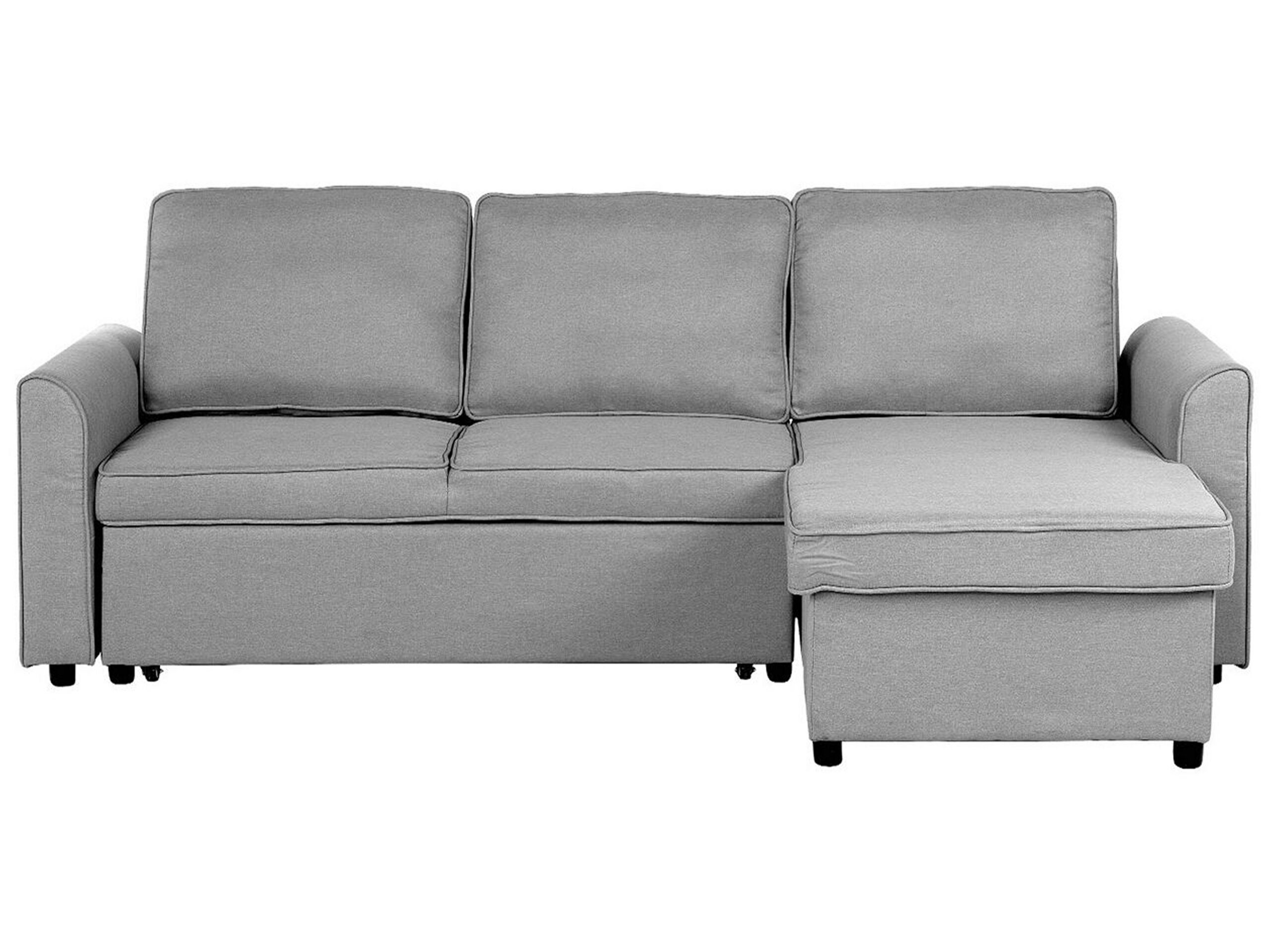 Left Hand Fabric Corner Sofa Bed with Storage Grey NESNA