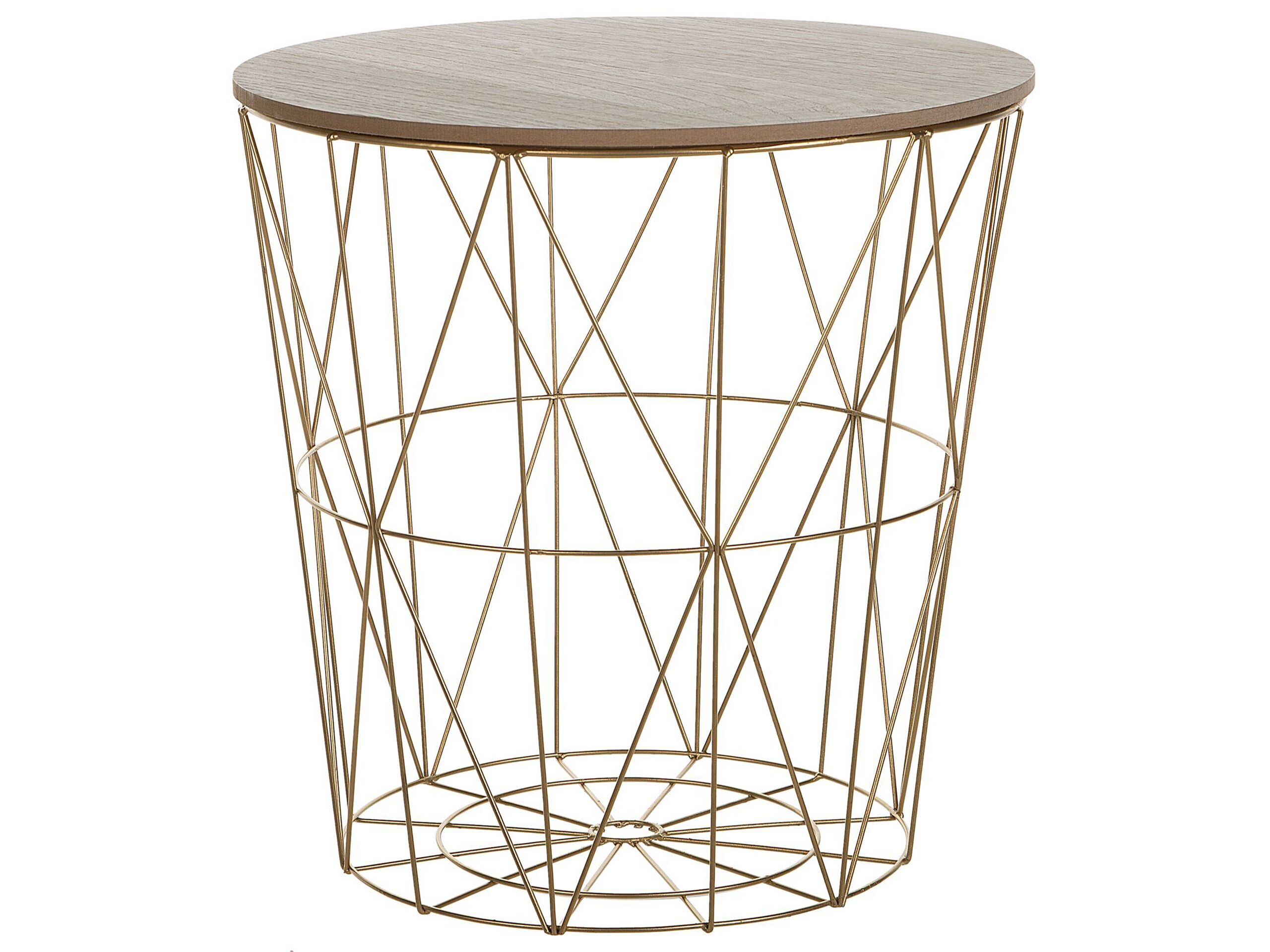 Wire Frame Metal Storage Side Table Gold LANARK