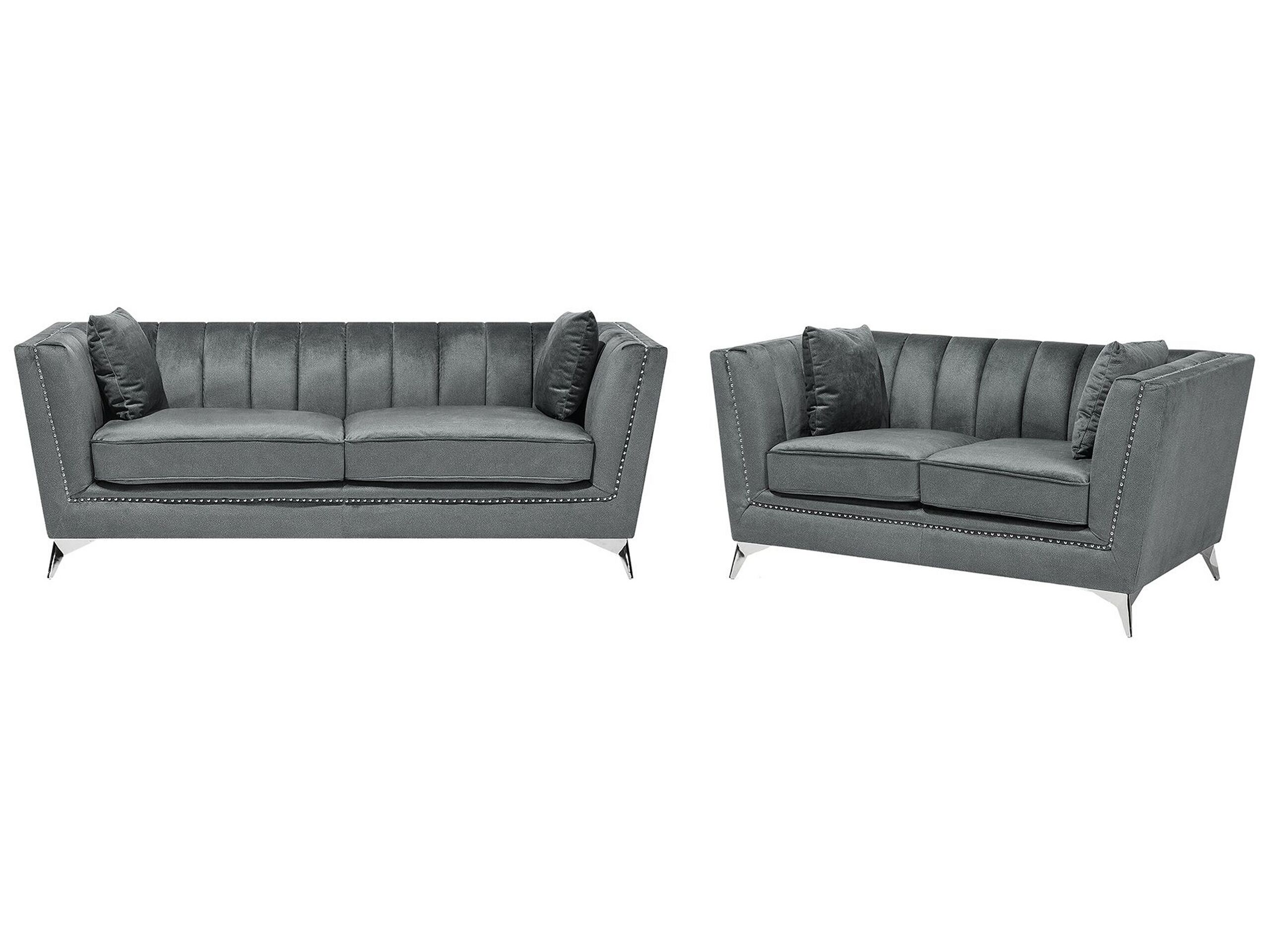 Velvet Sofa Set Grey GAULA