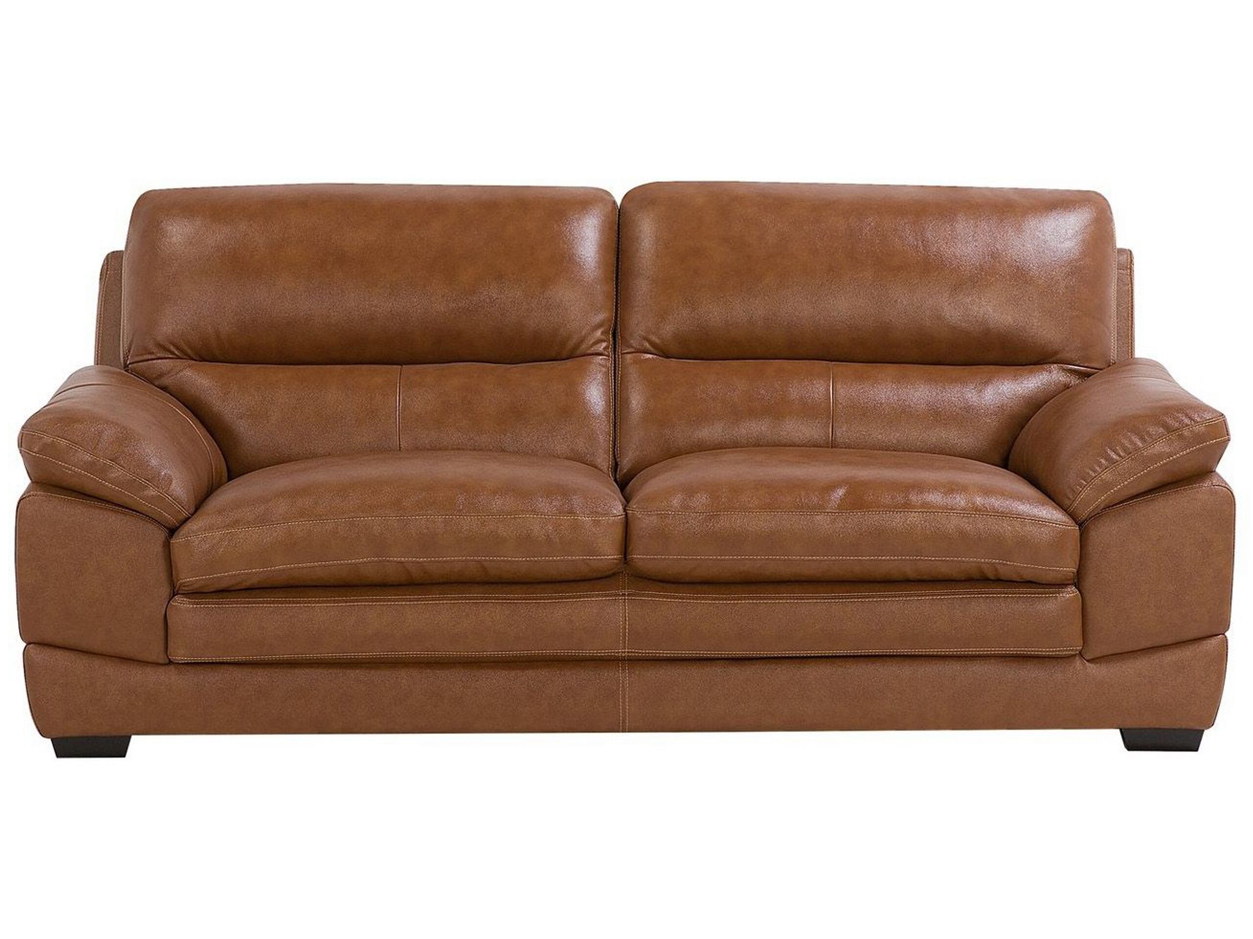 3 Seater Leather Sofa Golden Brown HORTEN