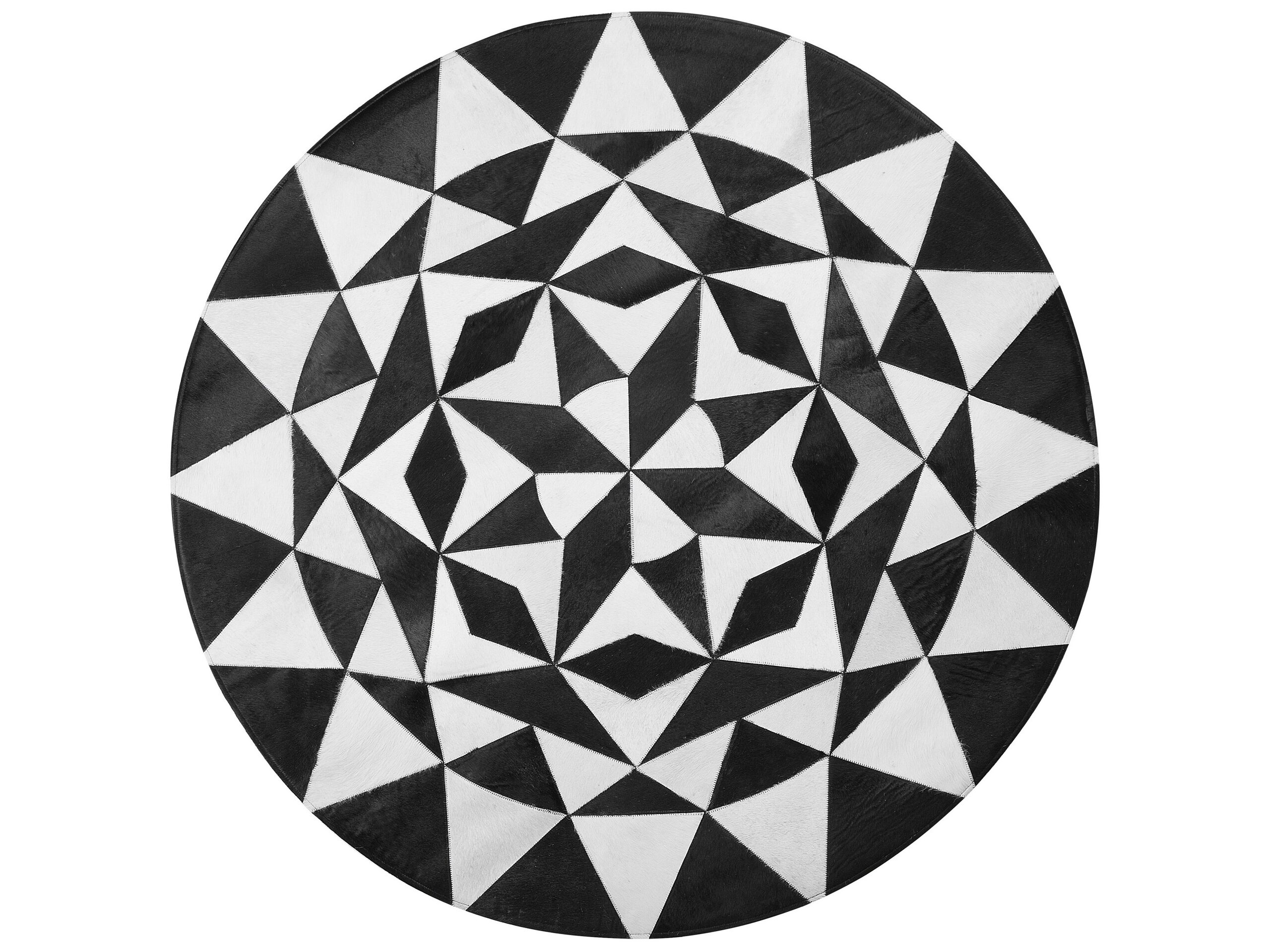 Round Cowhide Rug 140cm Black and White