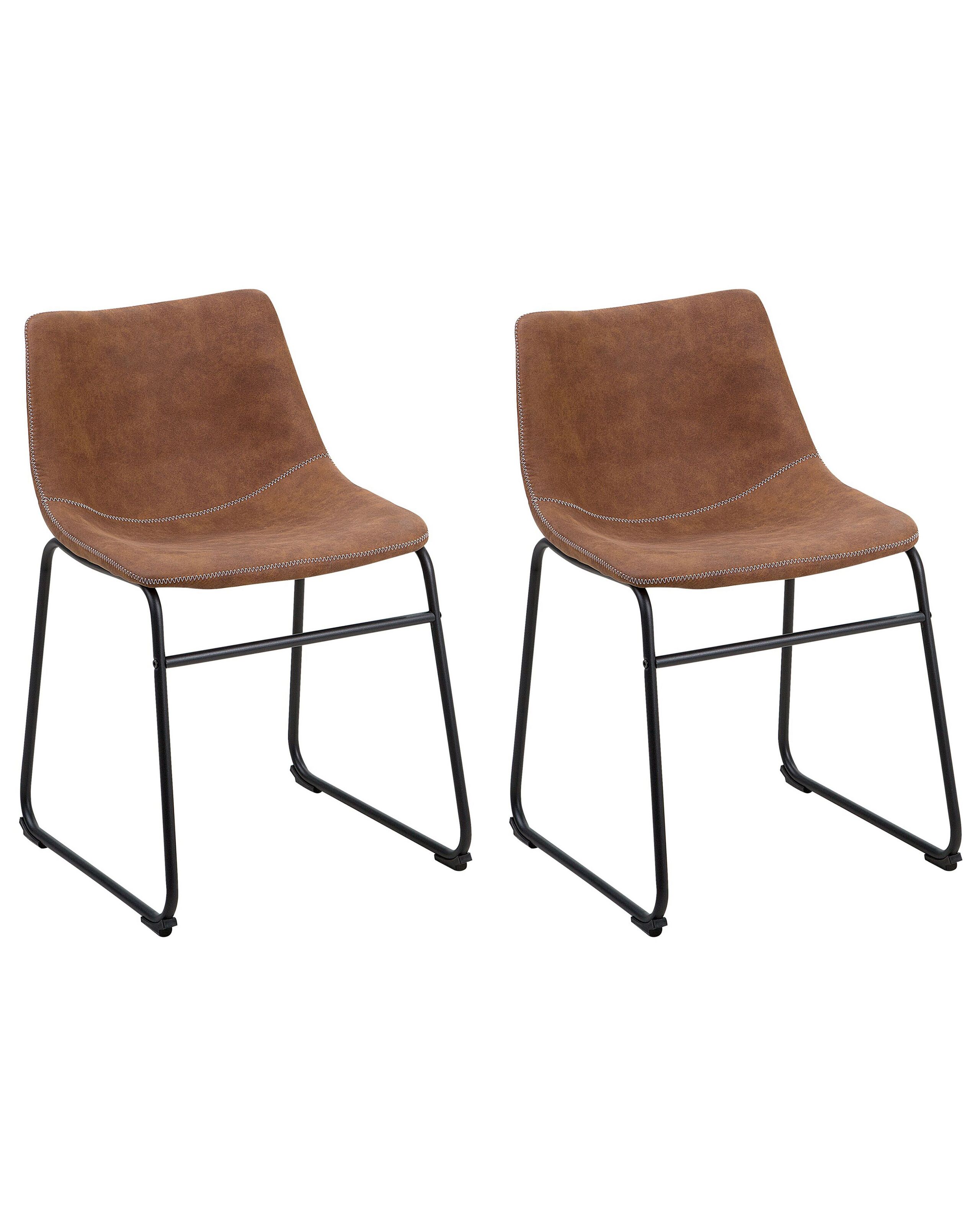 Set of 2 Fabric Dining Chairs Brown BATAVIA