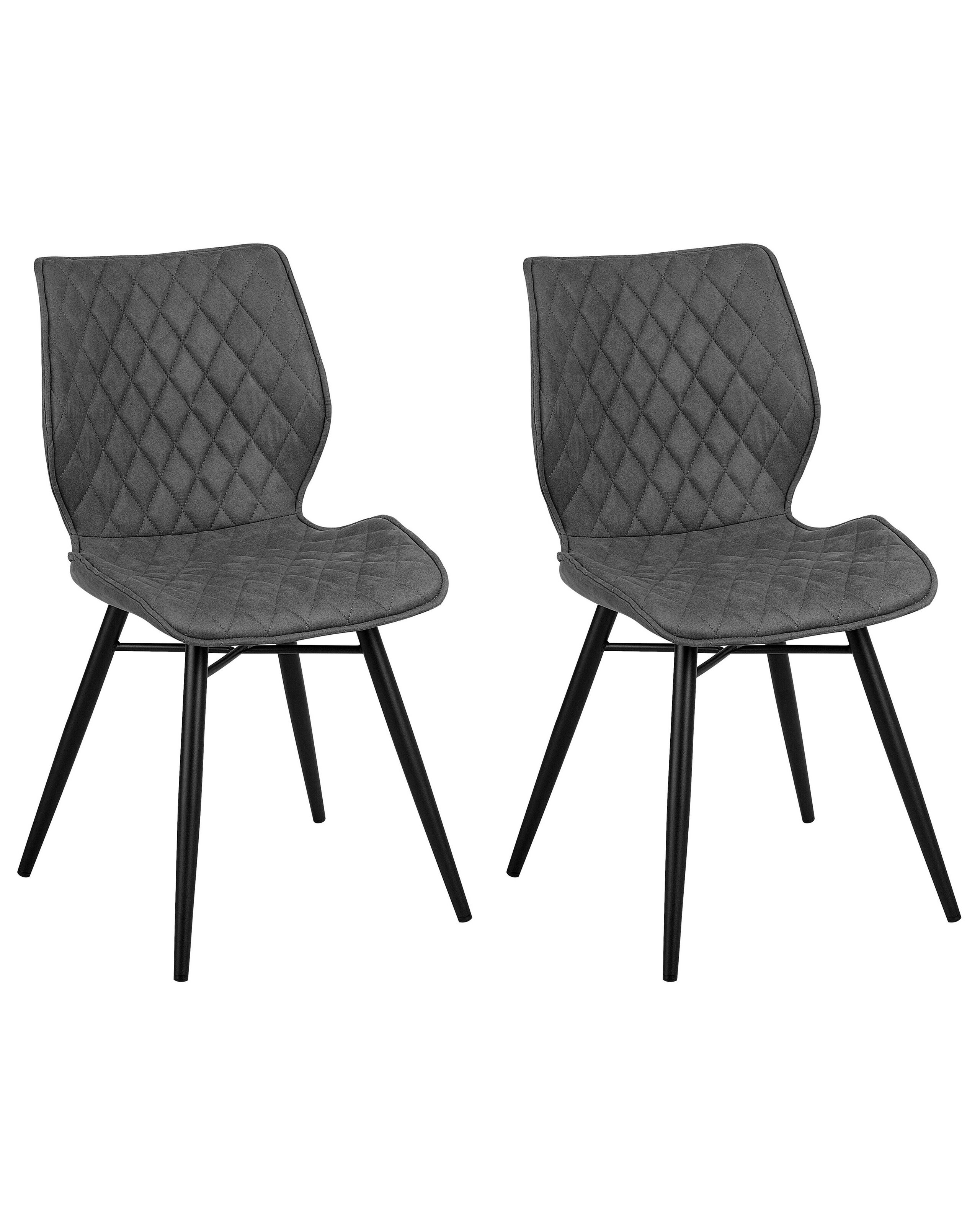 Set of 2 Fabric Dining Chairs Grey LISLE