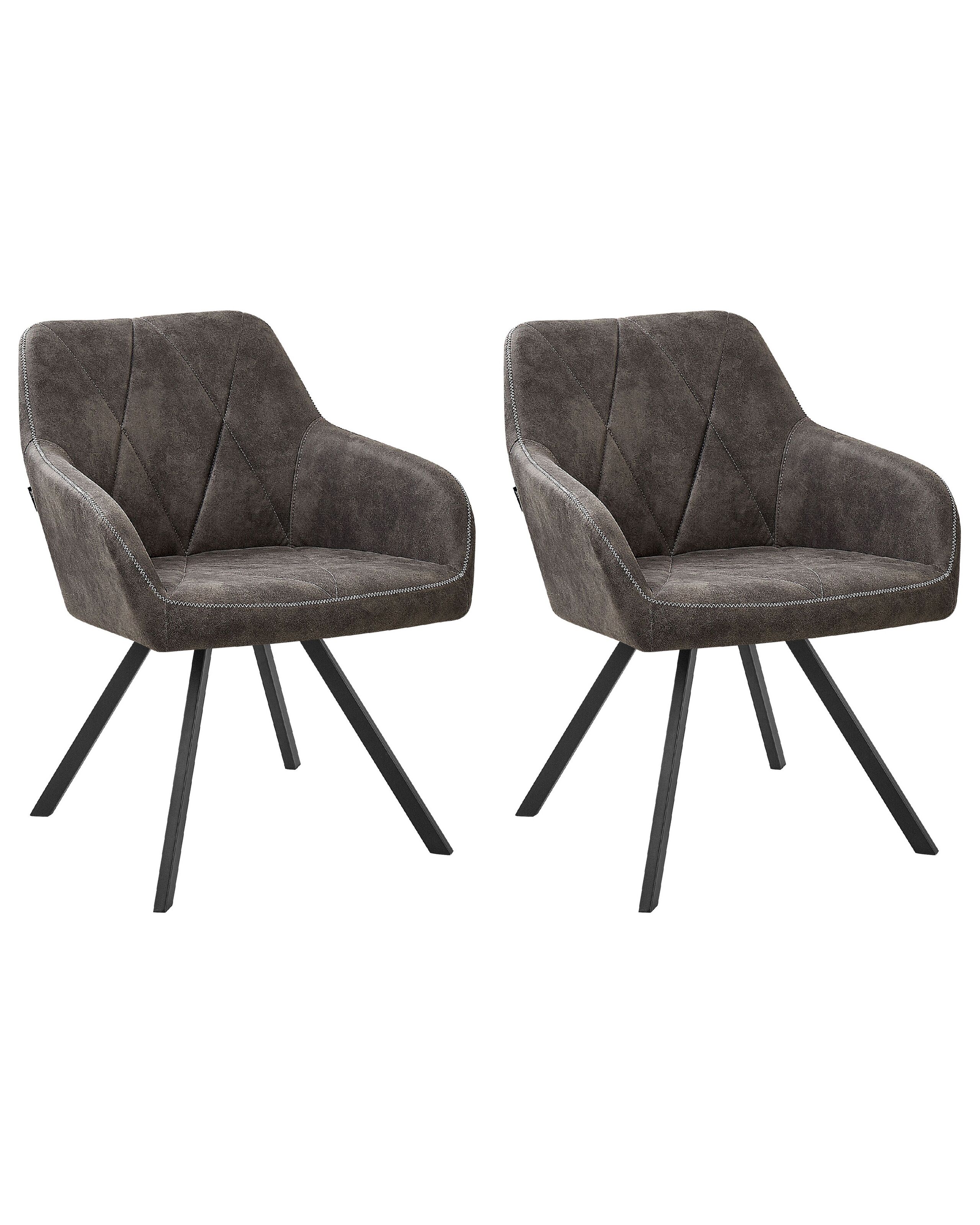Set of 2 Fabric Dining Chairs Grey MONEE