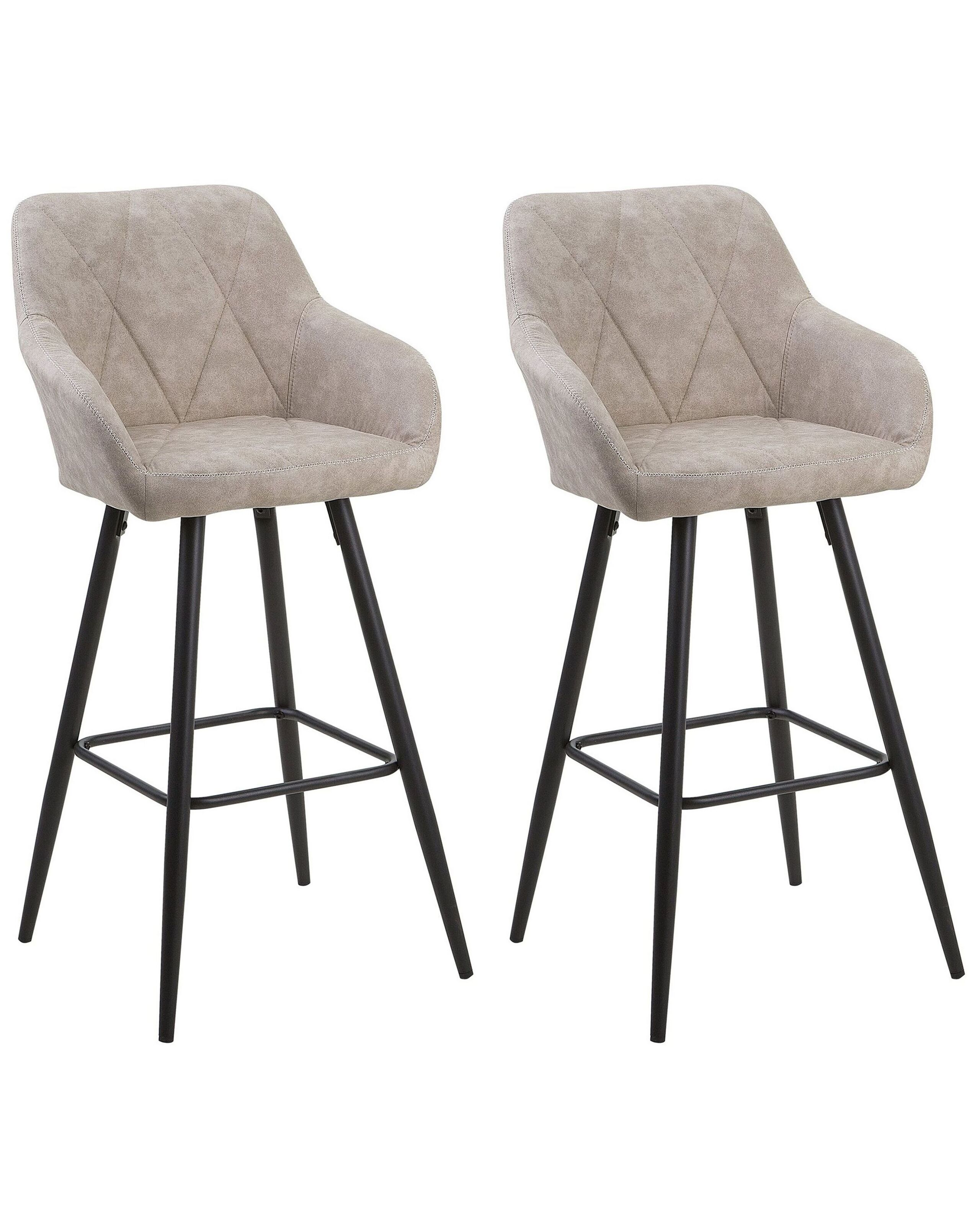 Set of 2 Fabric Bar Chairs Beige DARIEN