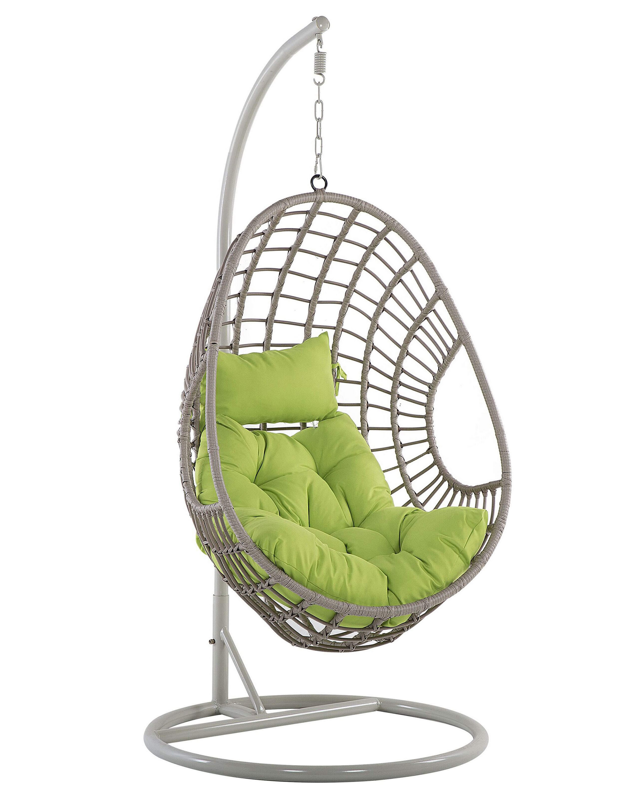 PE Rattan Hanging Chair with Stand Taupe Beige ARPINO