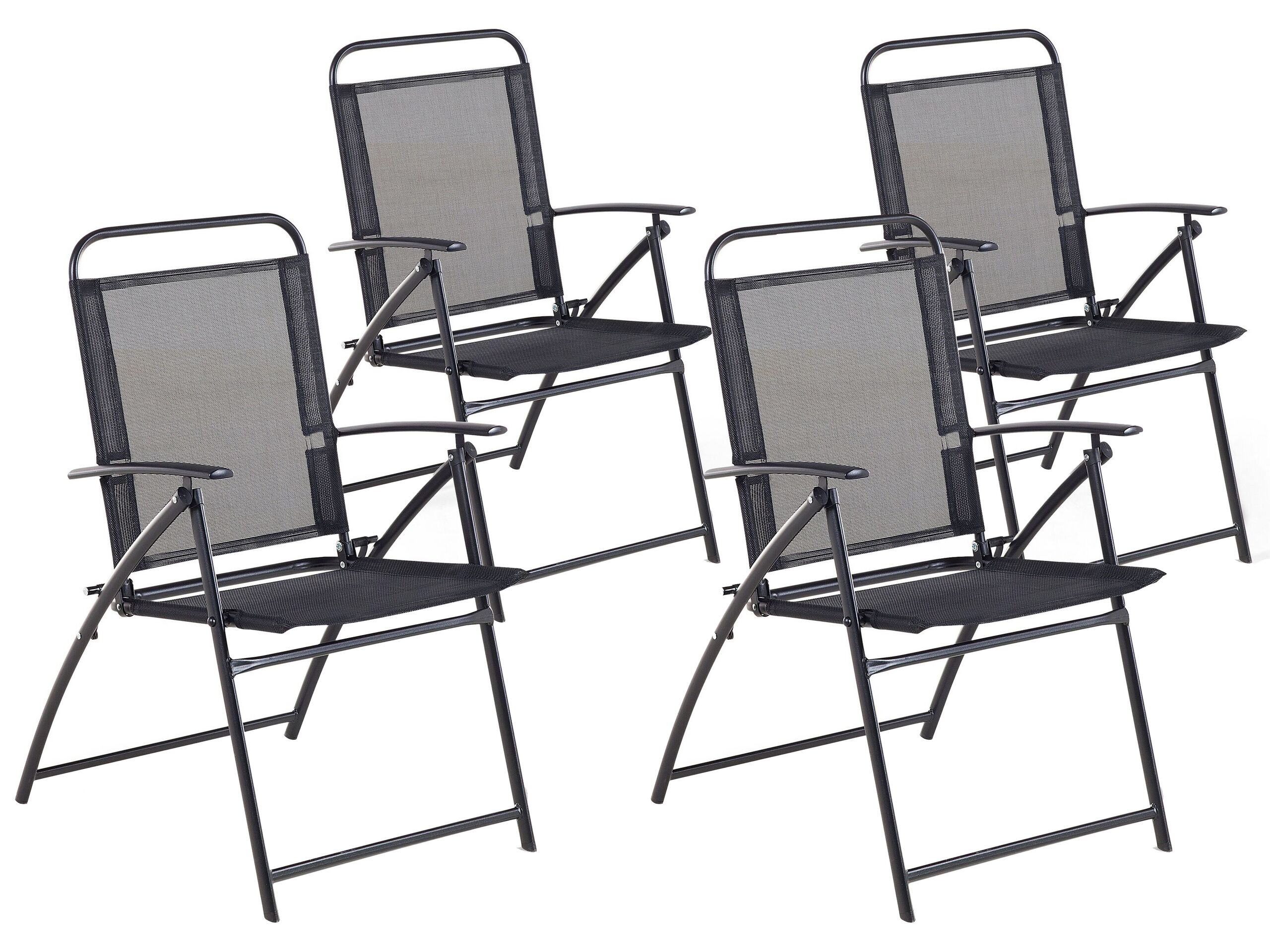 Set of 4 Garden Folding Chairs Black LIVO