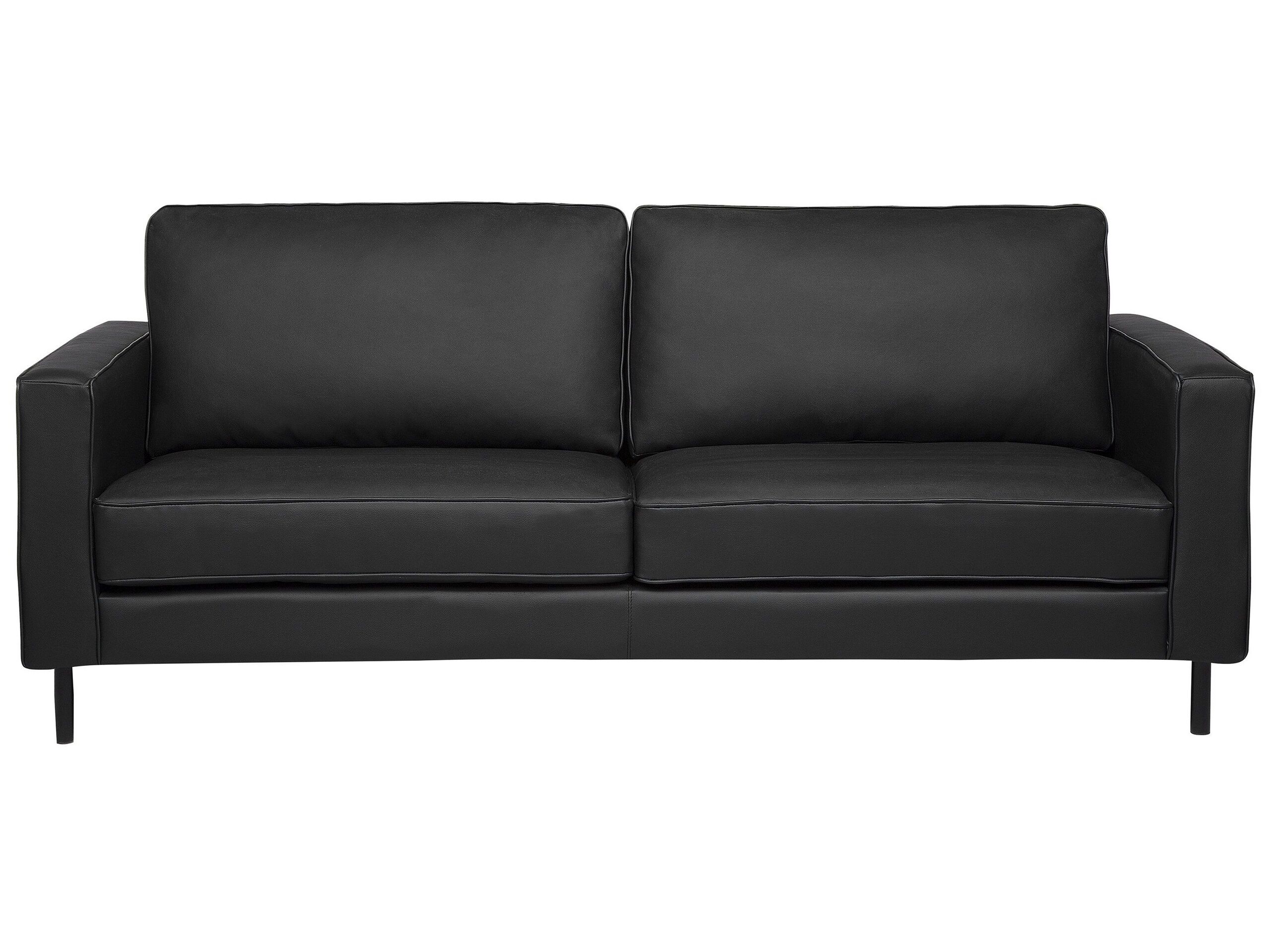 CLOVENDEN Leather 3 Seater Sofa - Black