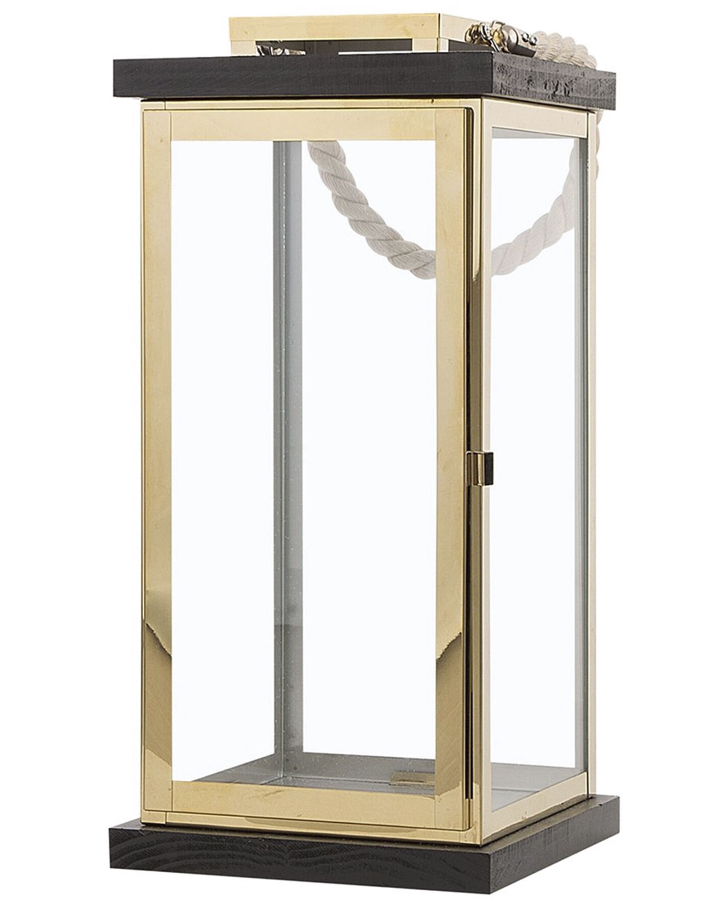 Glass Candle Lantern 41 cm Brass BORNEO