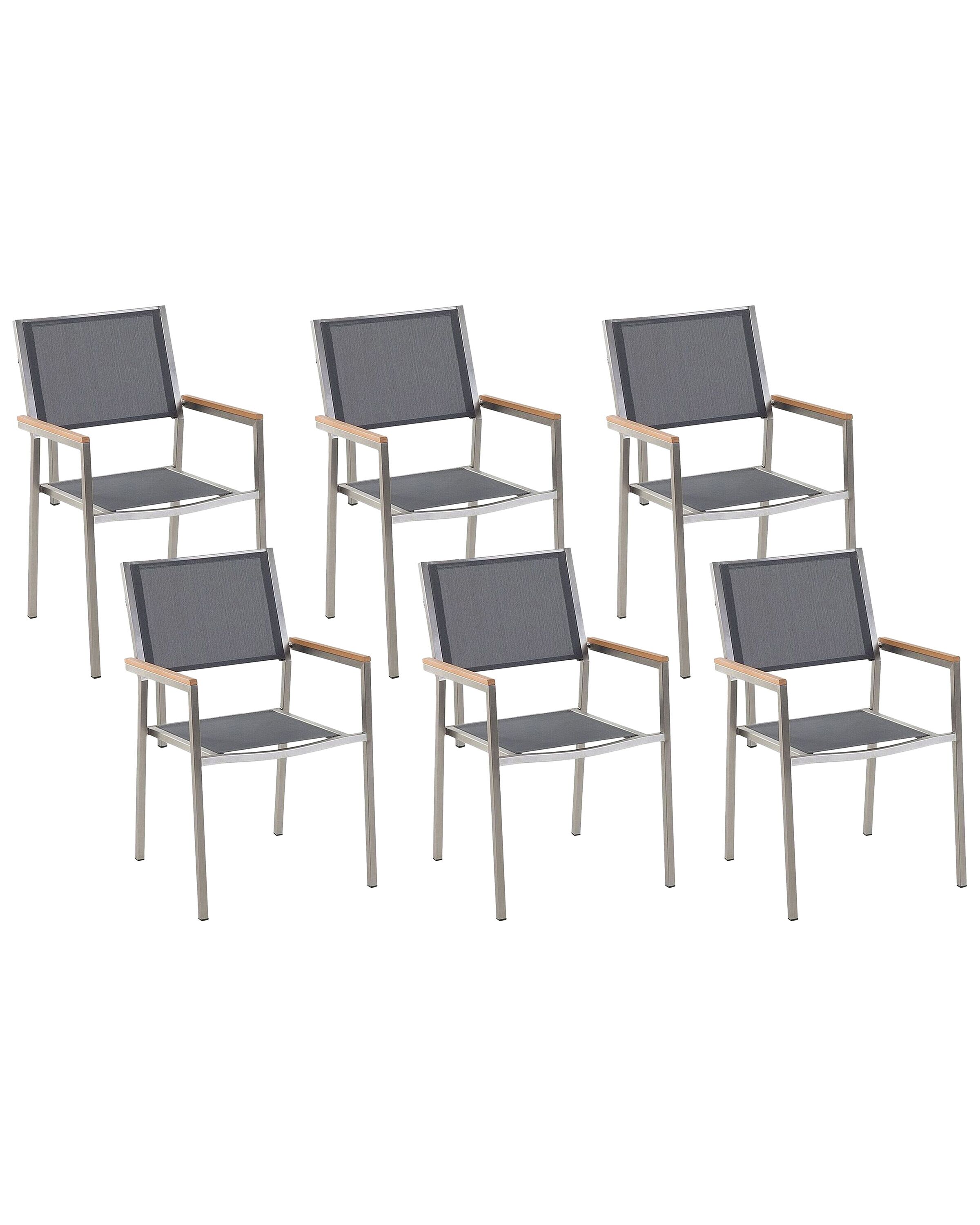 Set of 6 Garden Chairs Grey GROSSETO
