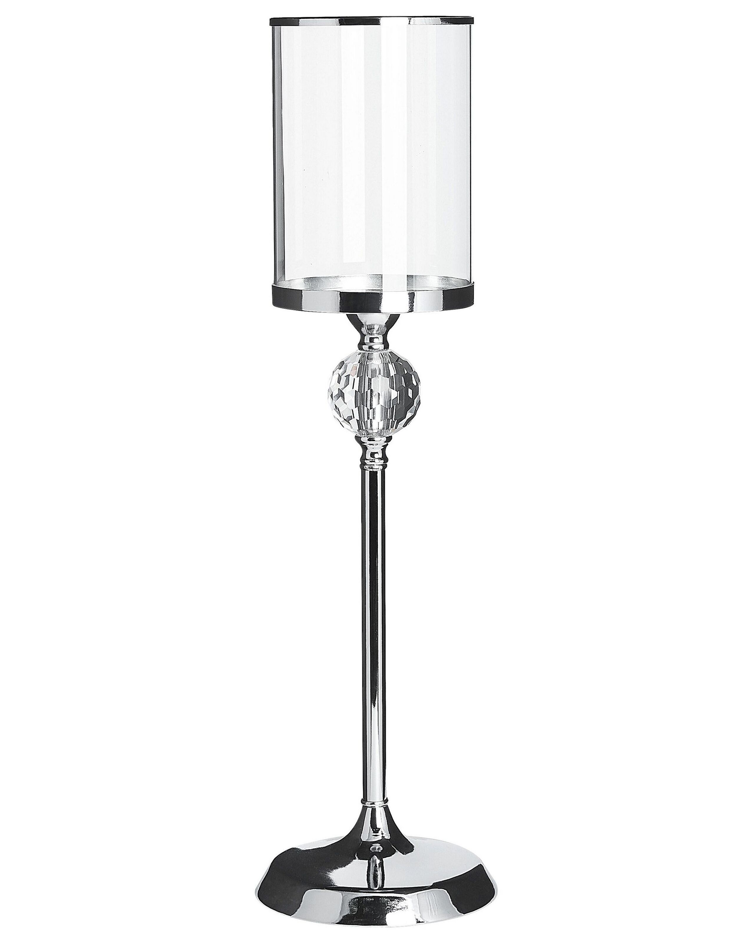 Glass Hurricane Candle Holder 58 cm Silver COTUI