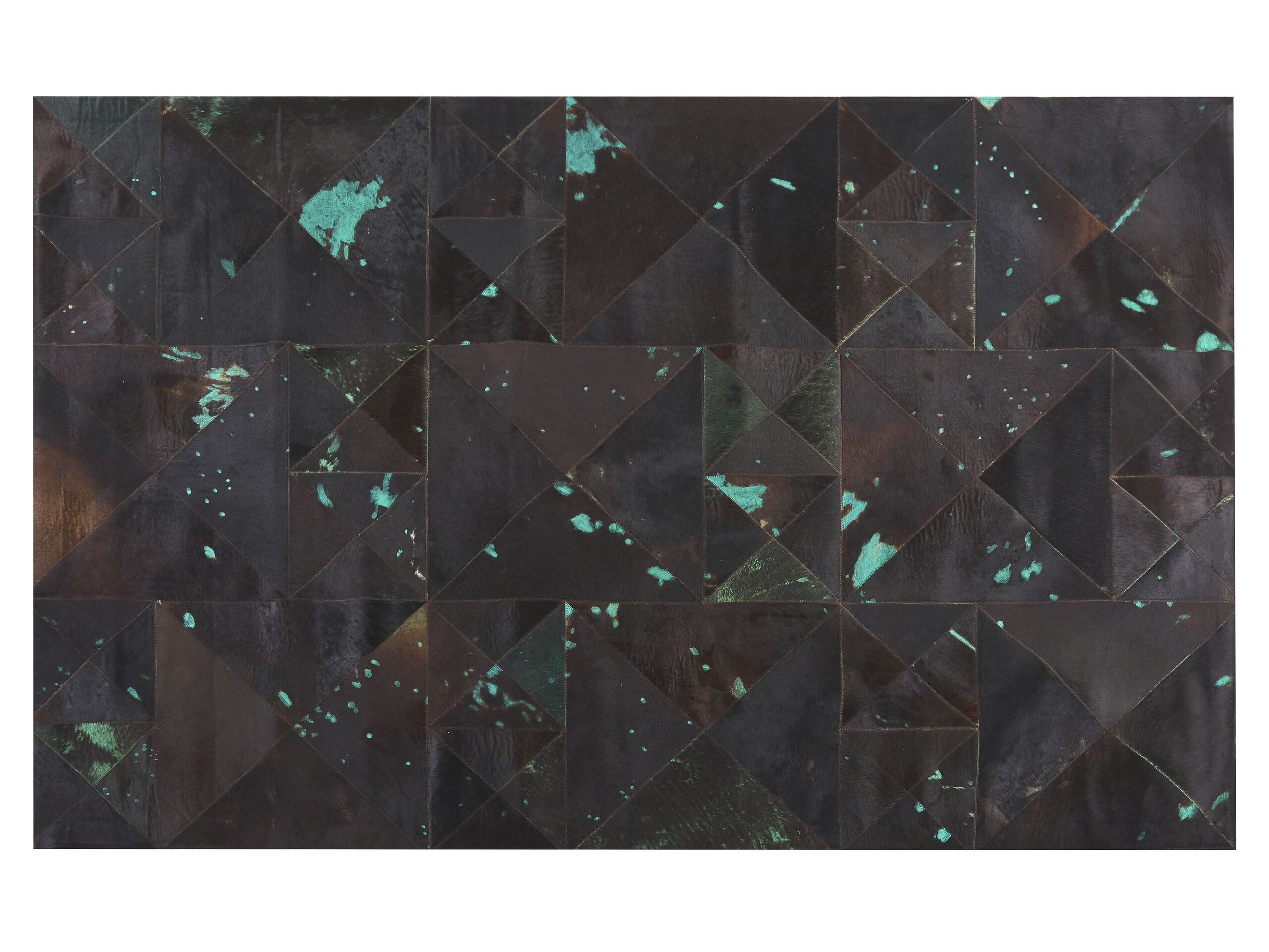 Cowhide Area Rug 140x200cm Brown with Turquoise