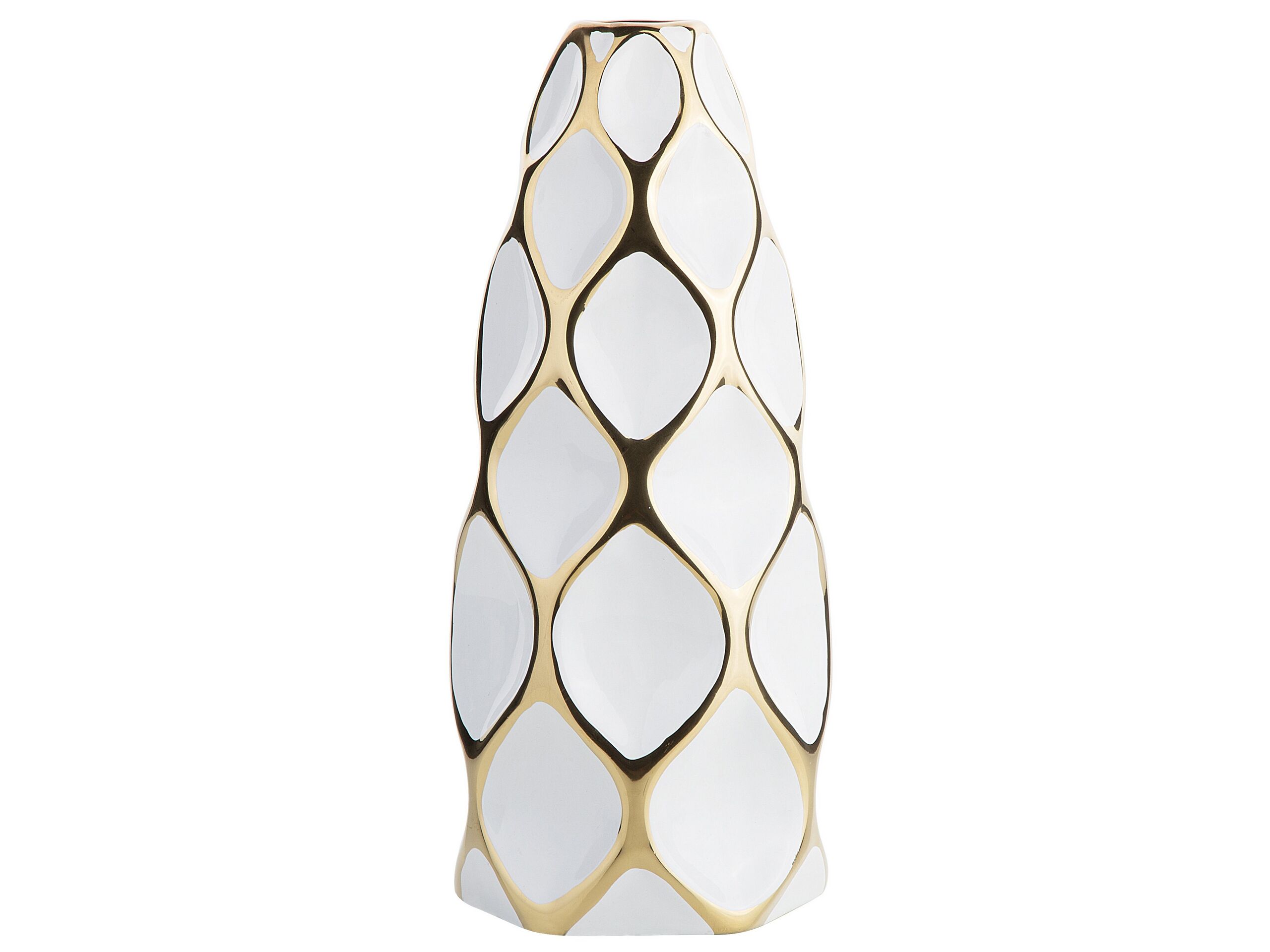 Stoneware Flower Vase 36 White Gold