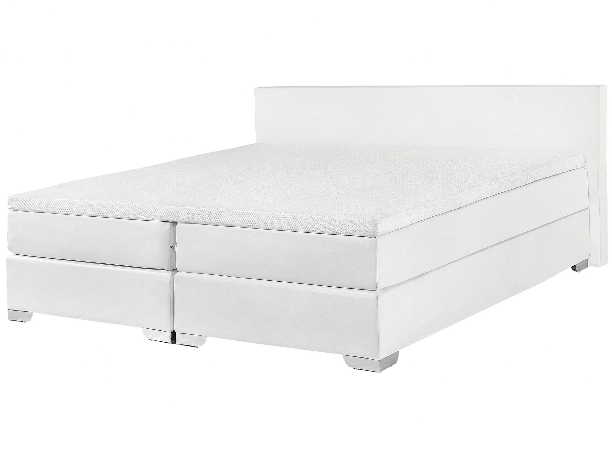 Faux Leather EU Super King Size Divan Bed White PRESIDENT