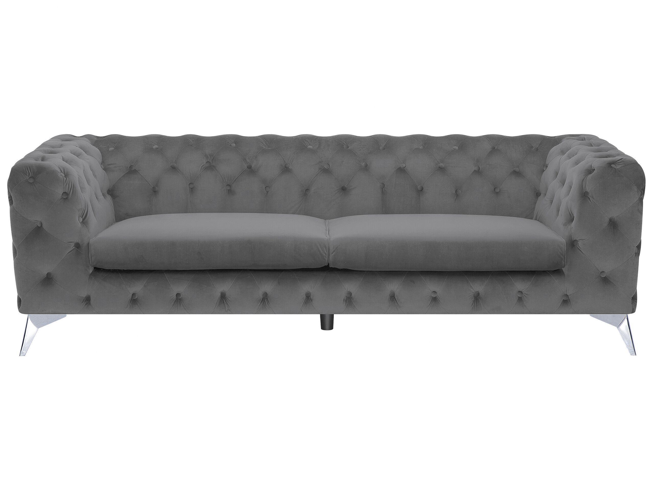 3 Seater Velvet Fabric Sofa Grey SOTRA