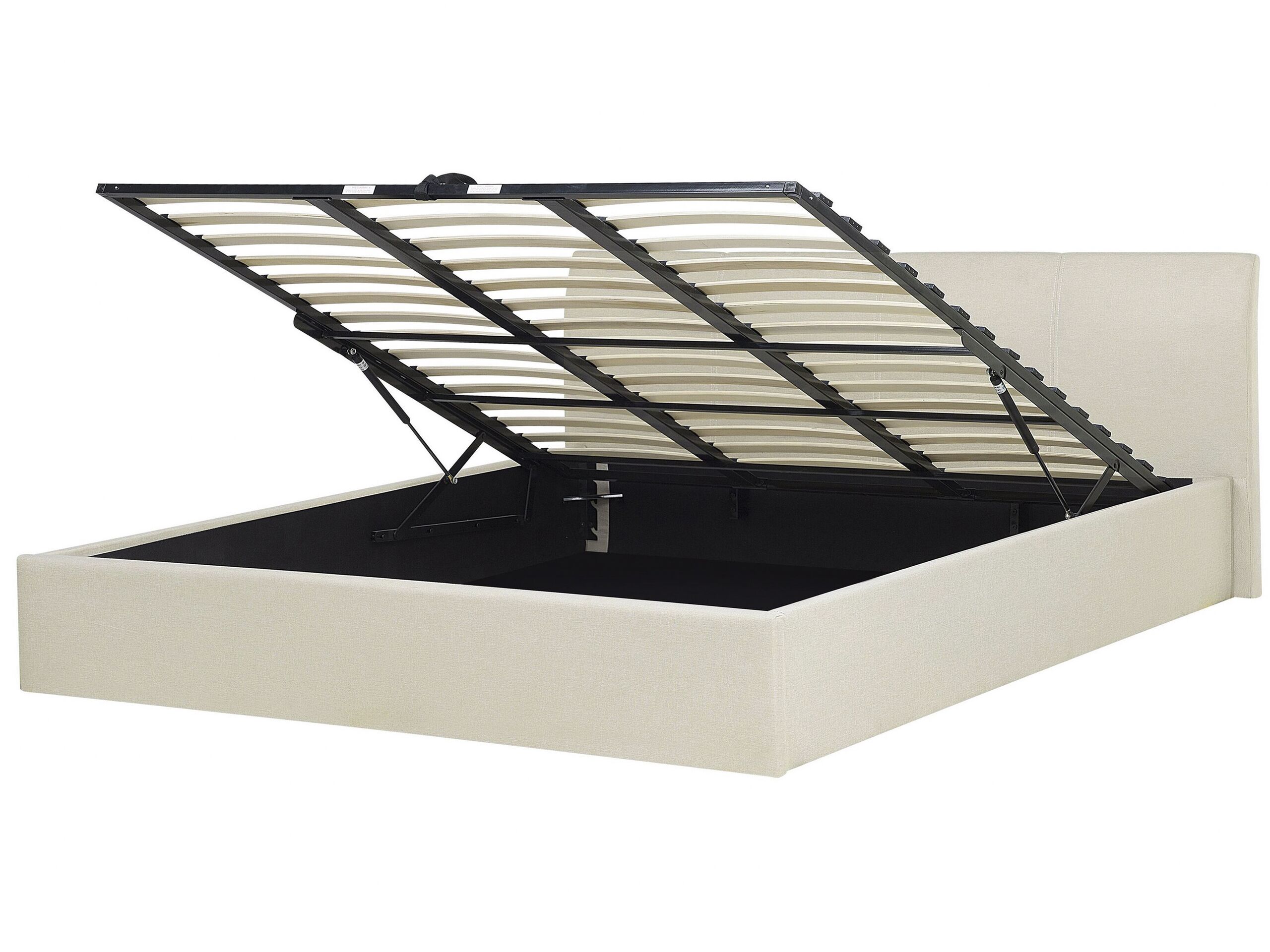 Fabric EU Super King Size Ottoman Bed Beige ORBEY