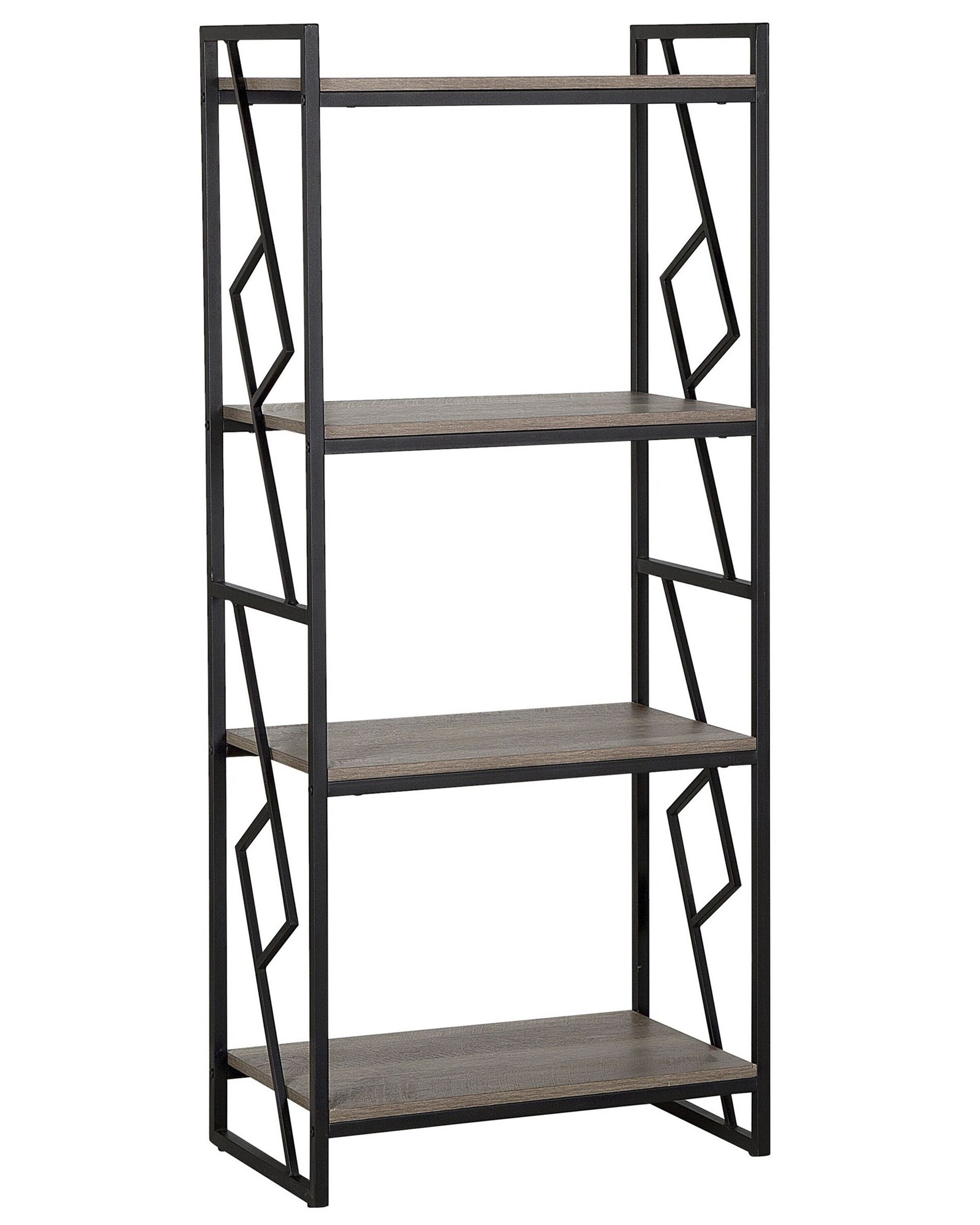 4 Tier Bookshelf Dark Wood and Black FORRES