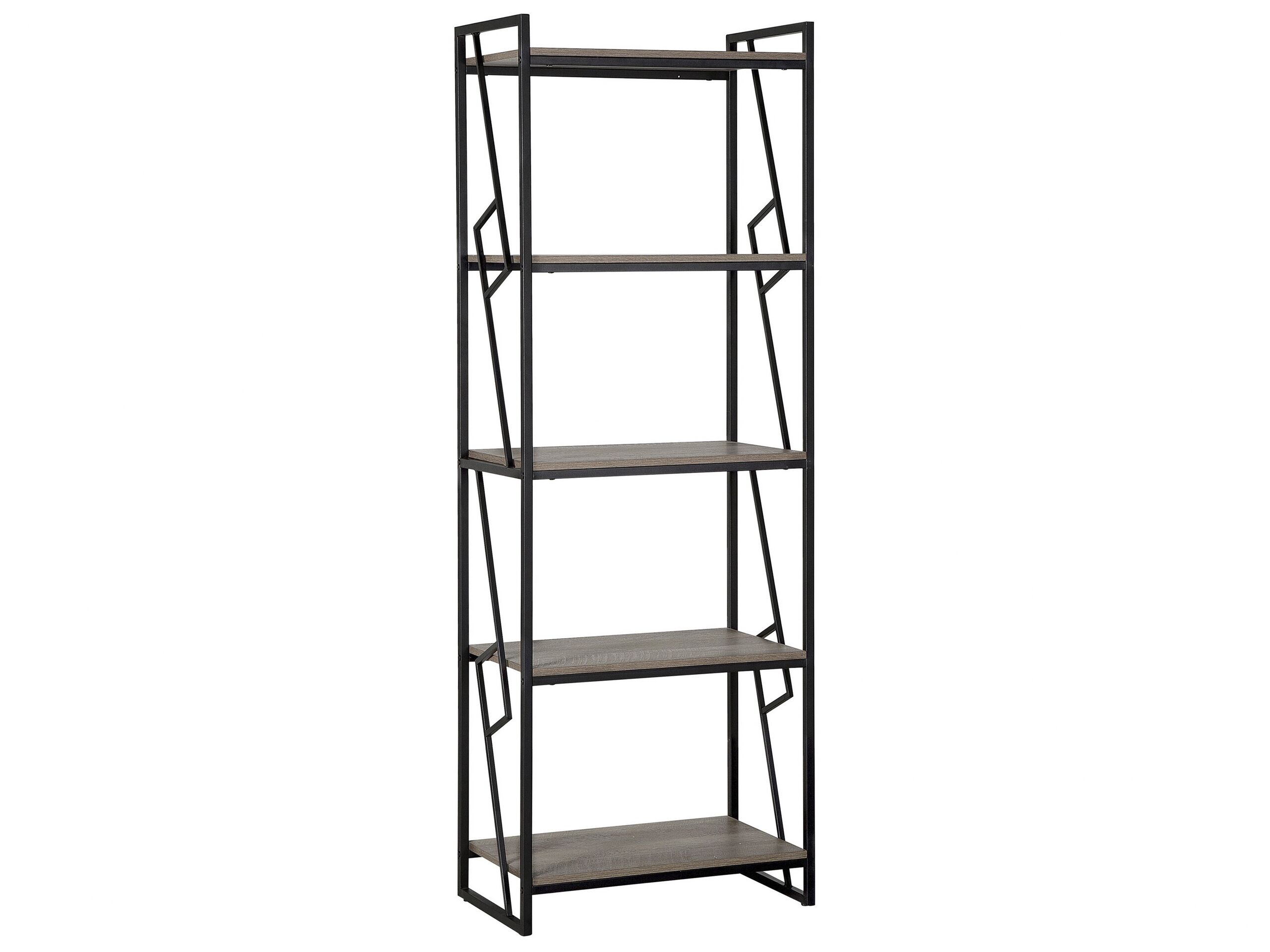 5 Tier Bookshelf Dark Wood and Black FORRES