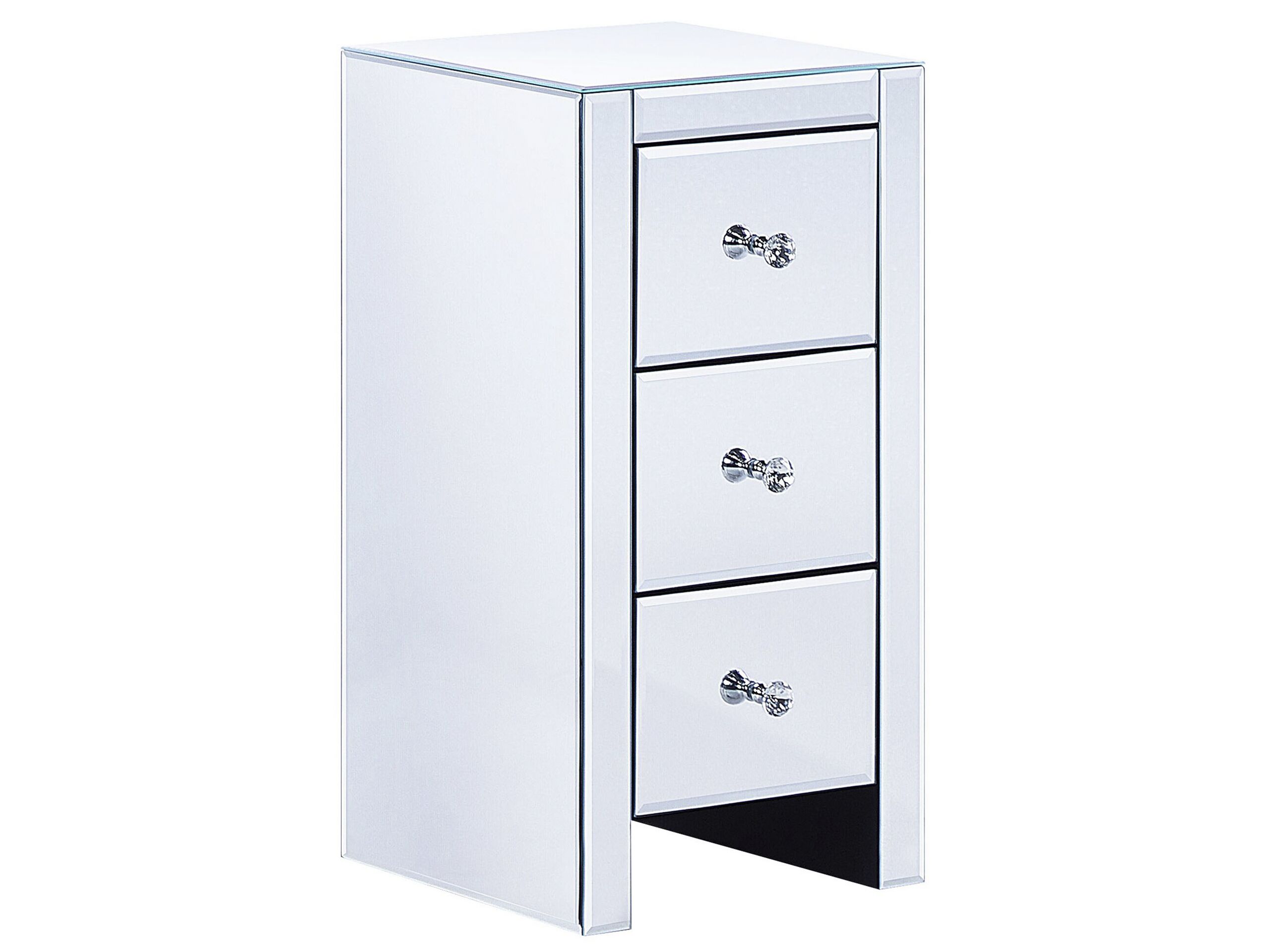 NOVA Silver Chest of Drawers - Tallboy, Small-sized, 3 Drawers, Mirrored, Ready Assembled