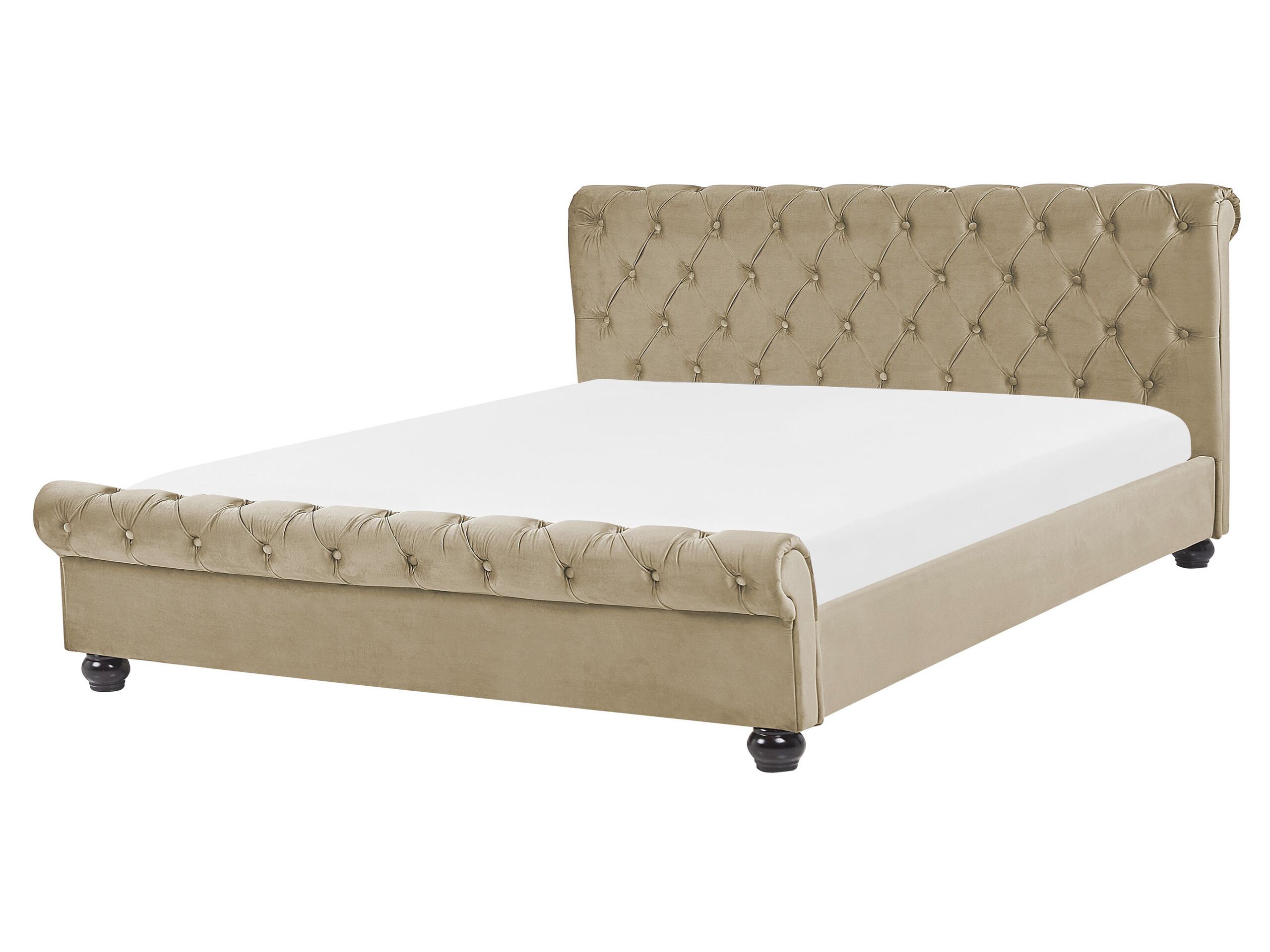 Velvet EU King Size Bed Beige AVALLON