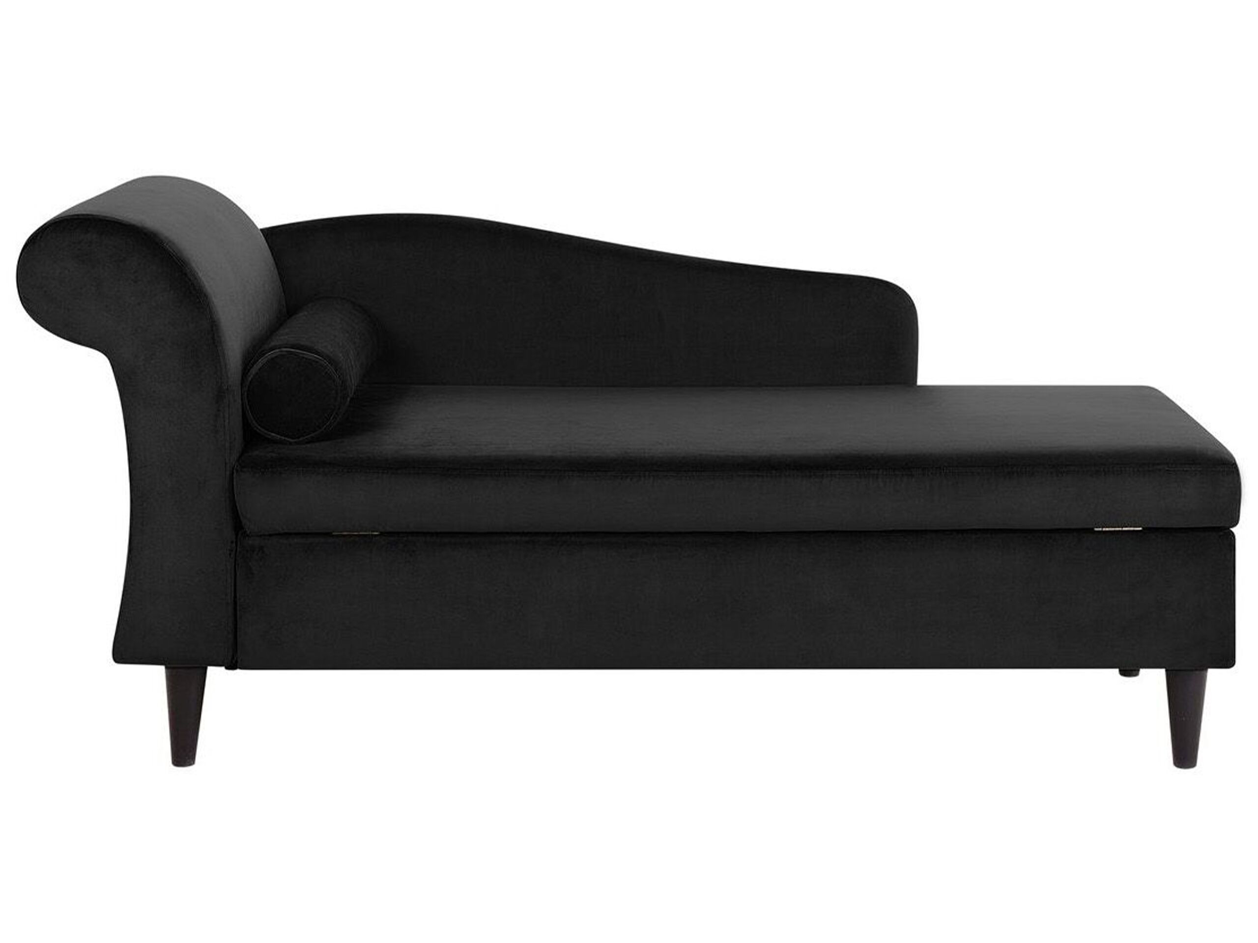 Left Hand Velvet Chaise Lounge Black LUIRO