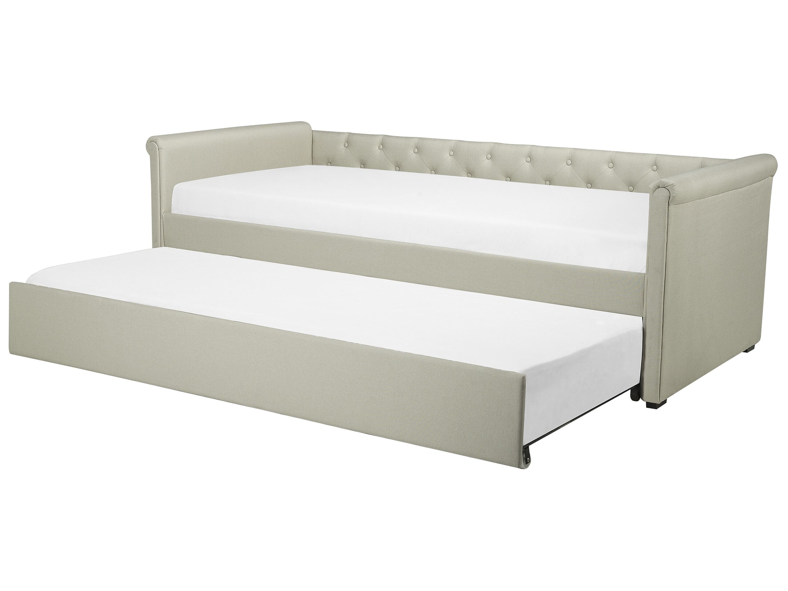 Fabric EU Single Trundle Bed Beige LIBOURNE