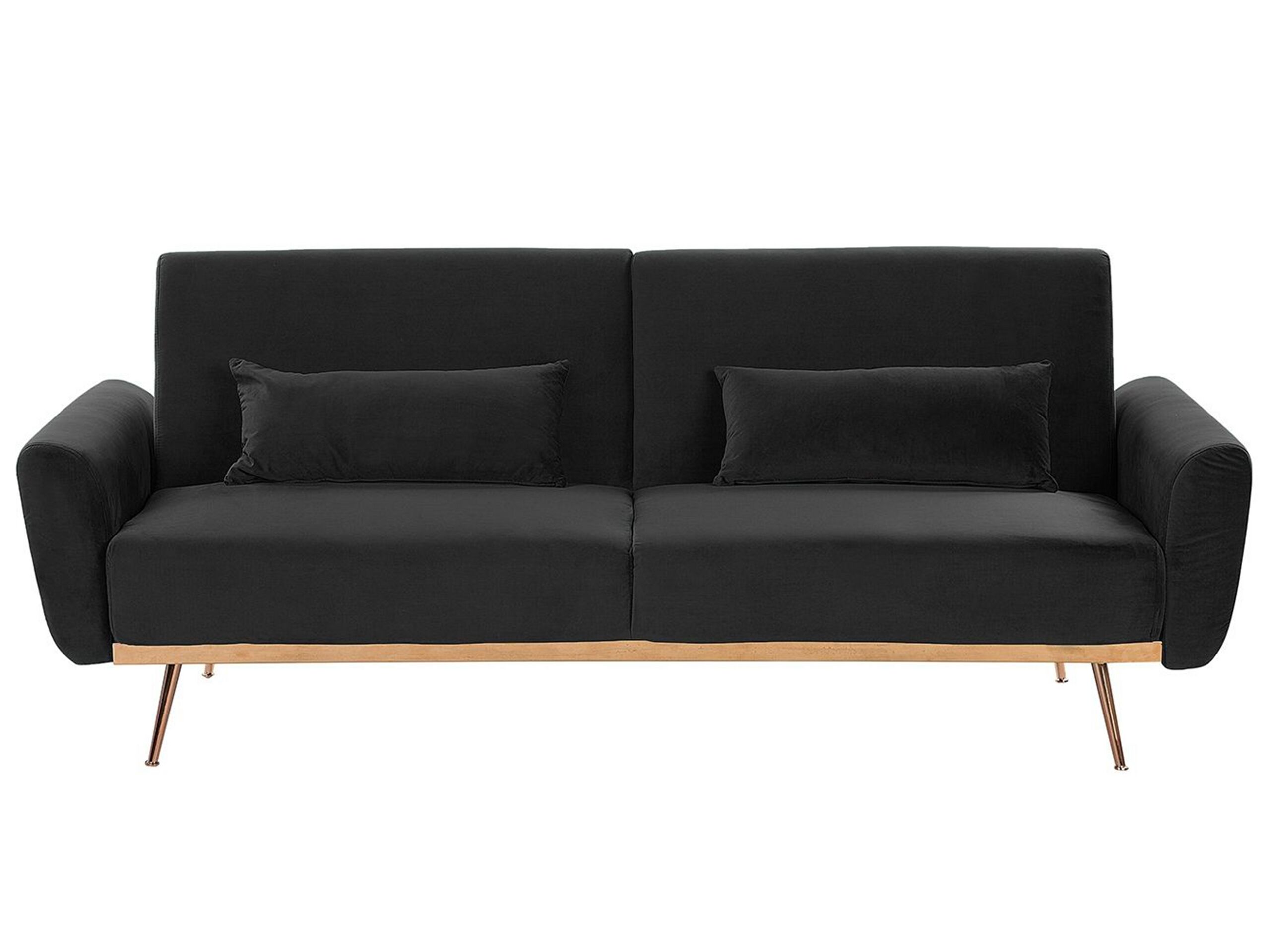 Velvet Sofa Bed Black EINA