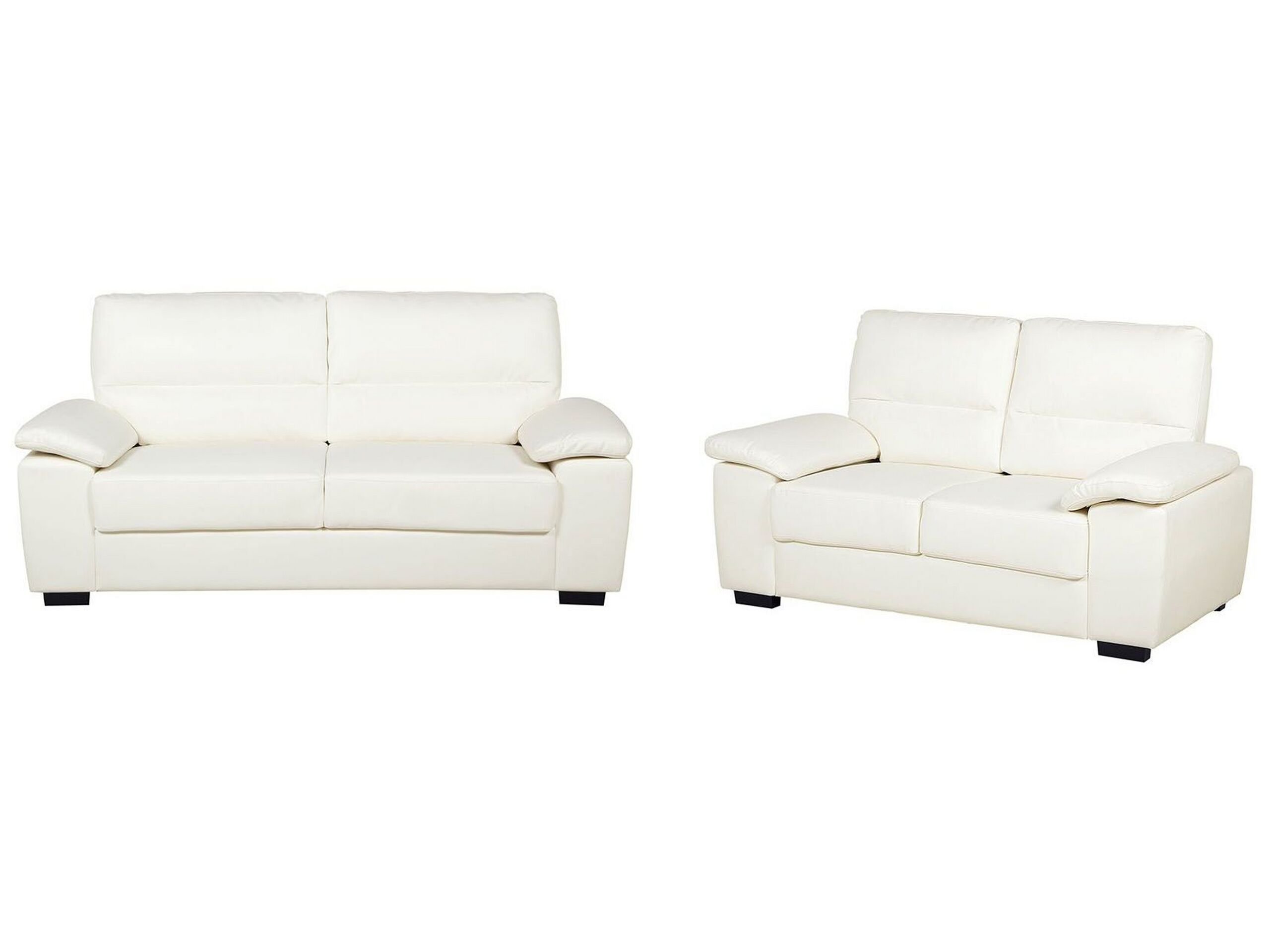 Faux Leather Sofa Set Cream VOGAR