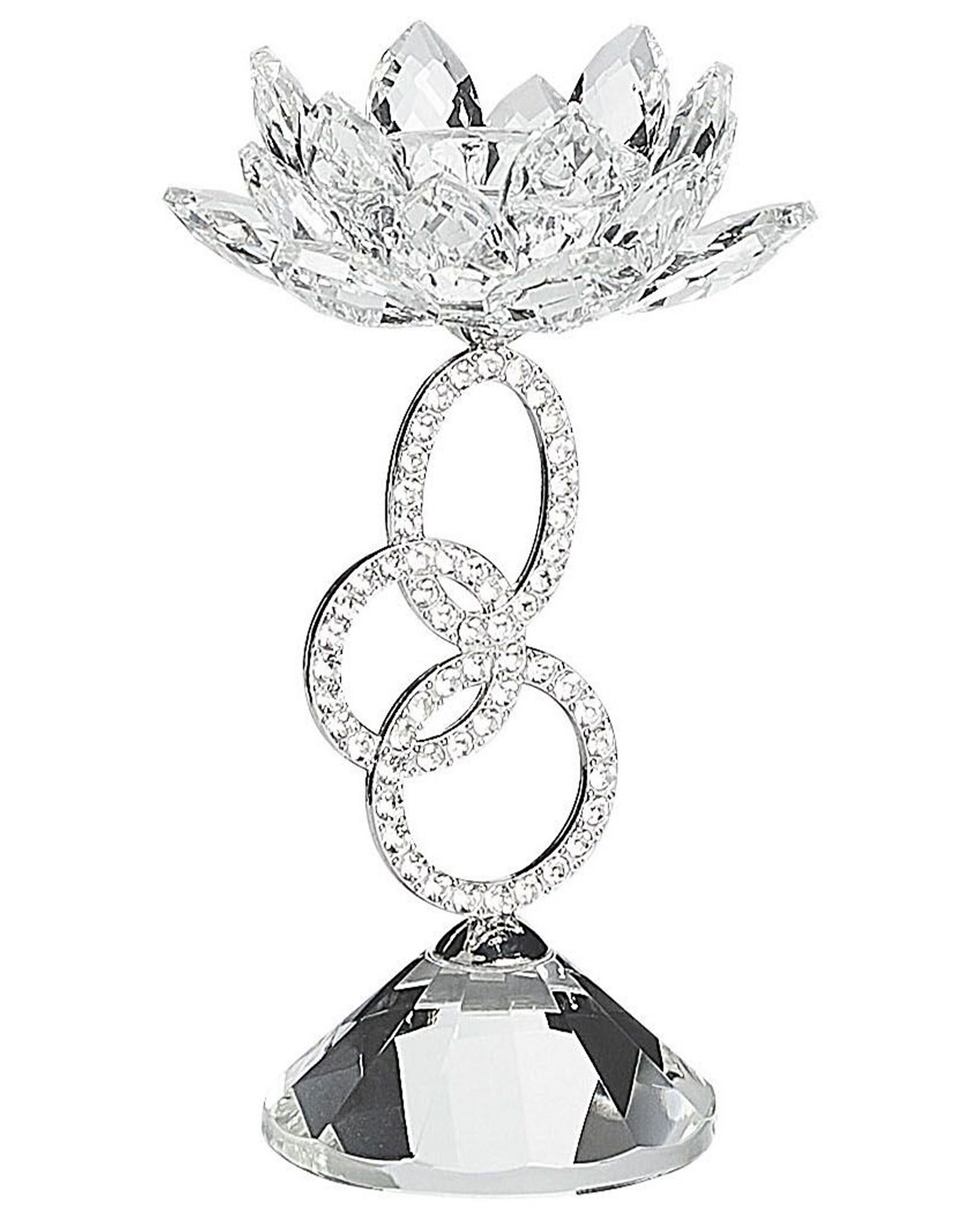 Glass Candlestick 19 cm Silver OVIEDO
